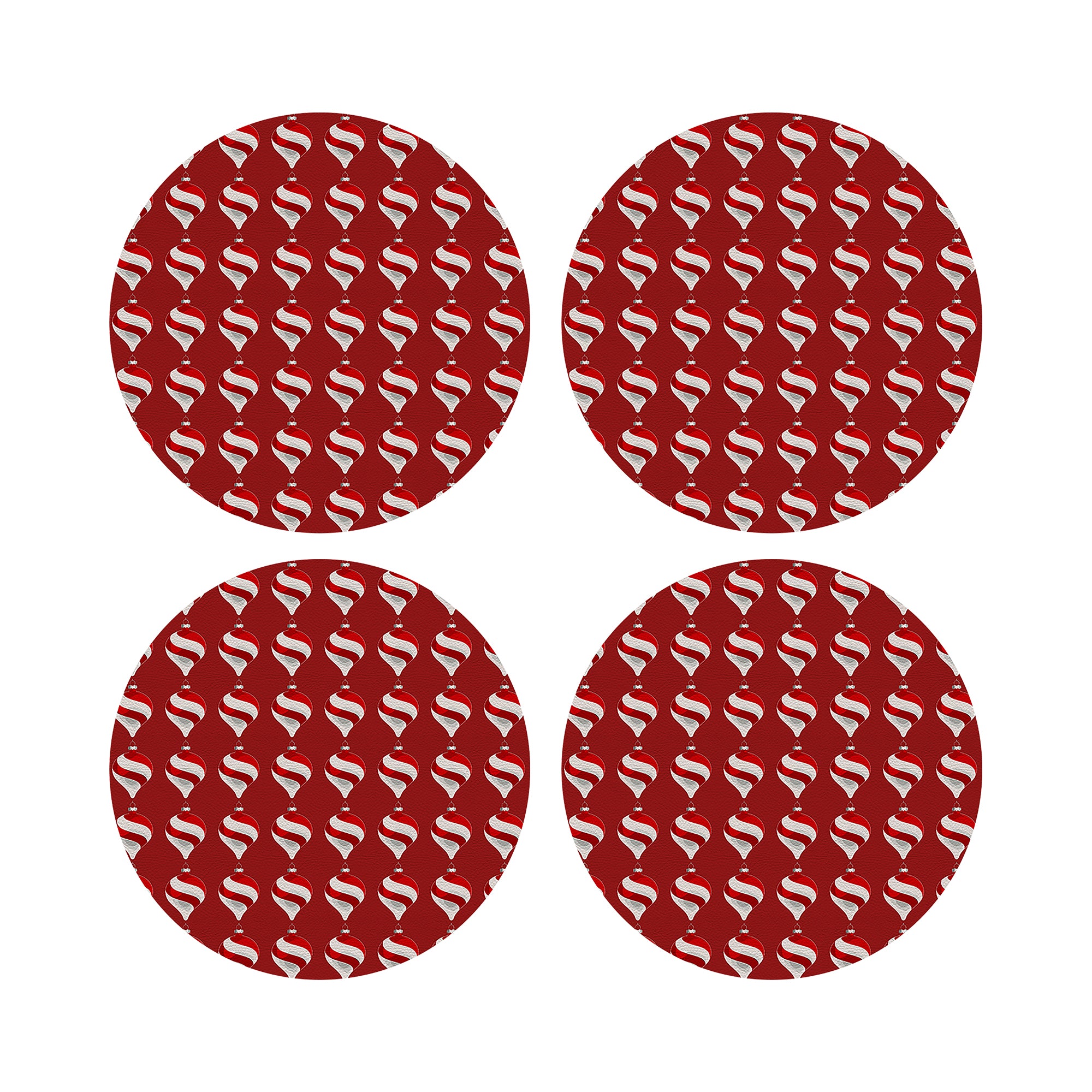 Xmas Ornament Red 16" Round Pebble Placemats, Set of 4 - nicolettemayer.com