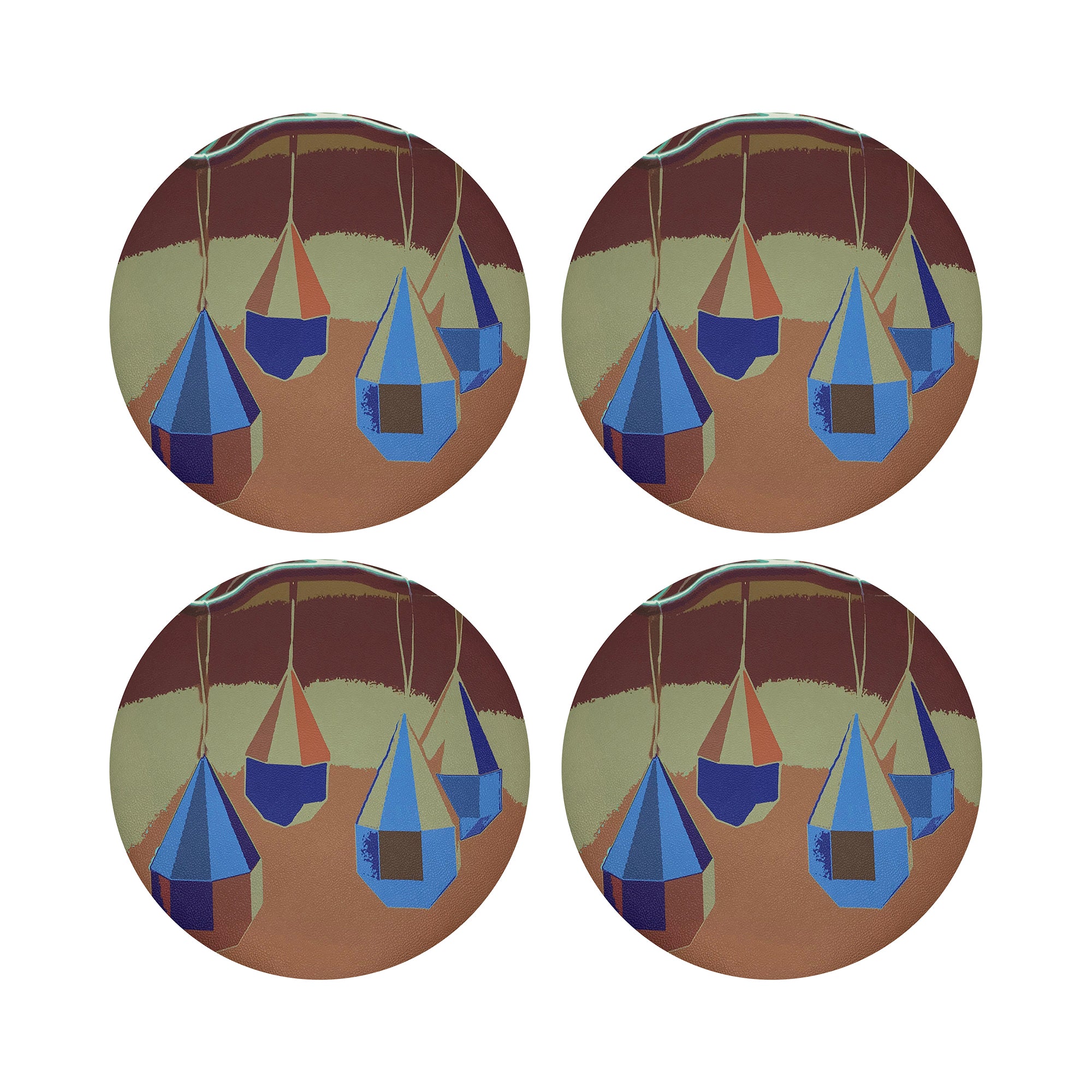 XMAS ORNAMENTS MUSTARD RED 16" Round Pebble Placemats, Set of 4 - nicolettemayer.com
