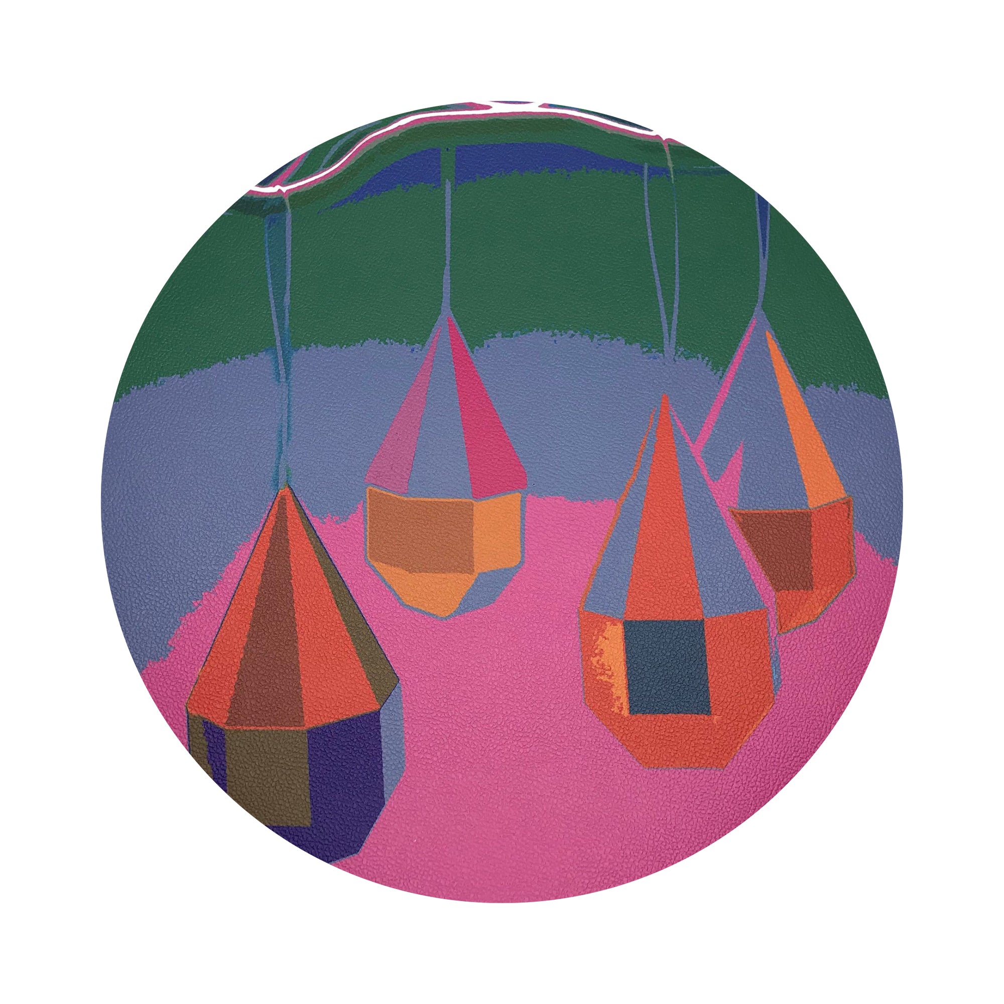 Ornaments Pink Neon Vegan Leather Round Pebble Placemat - nicolettemayer.com