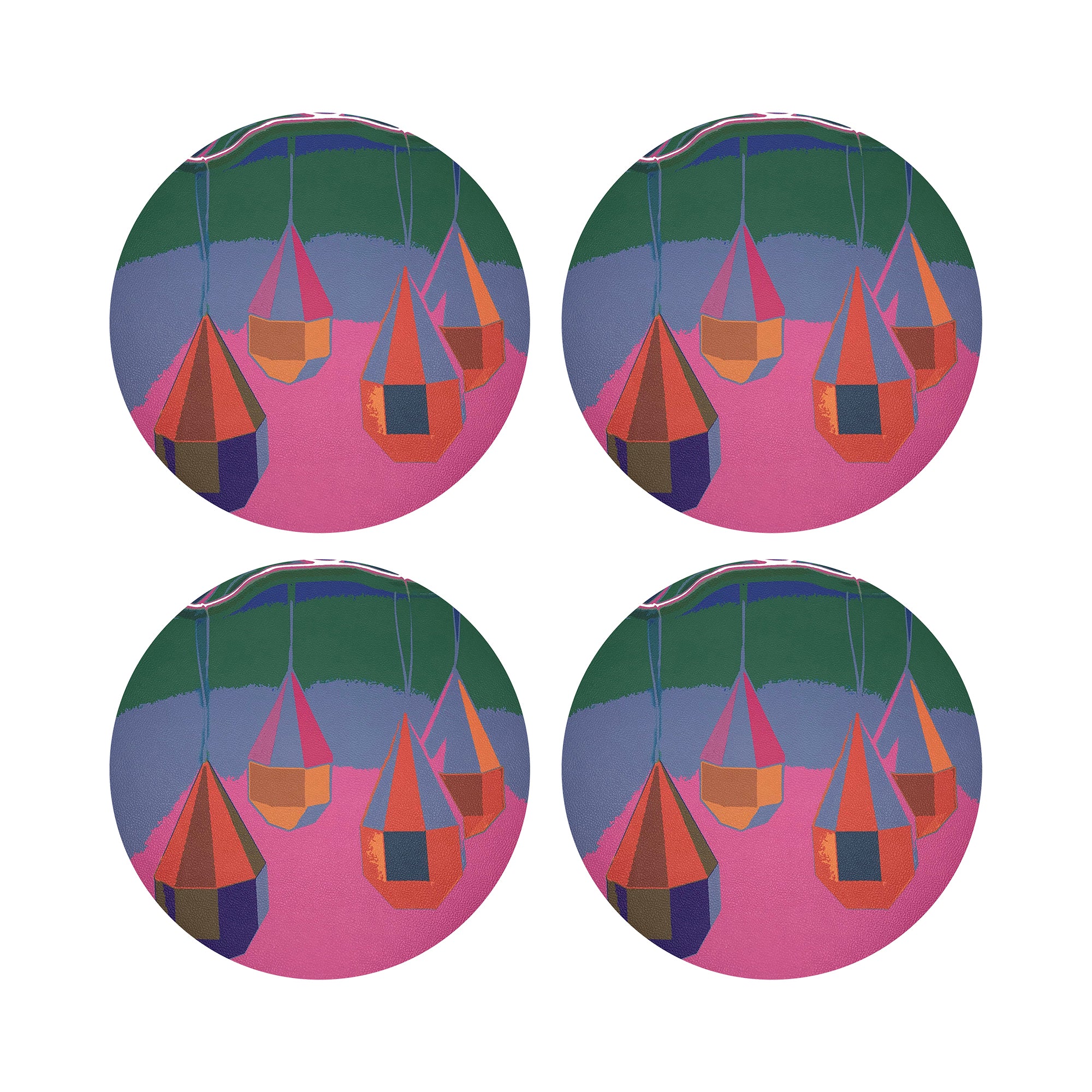 XMAS ORNAMENTS PINK NEON 16" Round Pebble Placemats, Set of 4 - nicolettemayer.com
