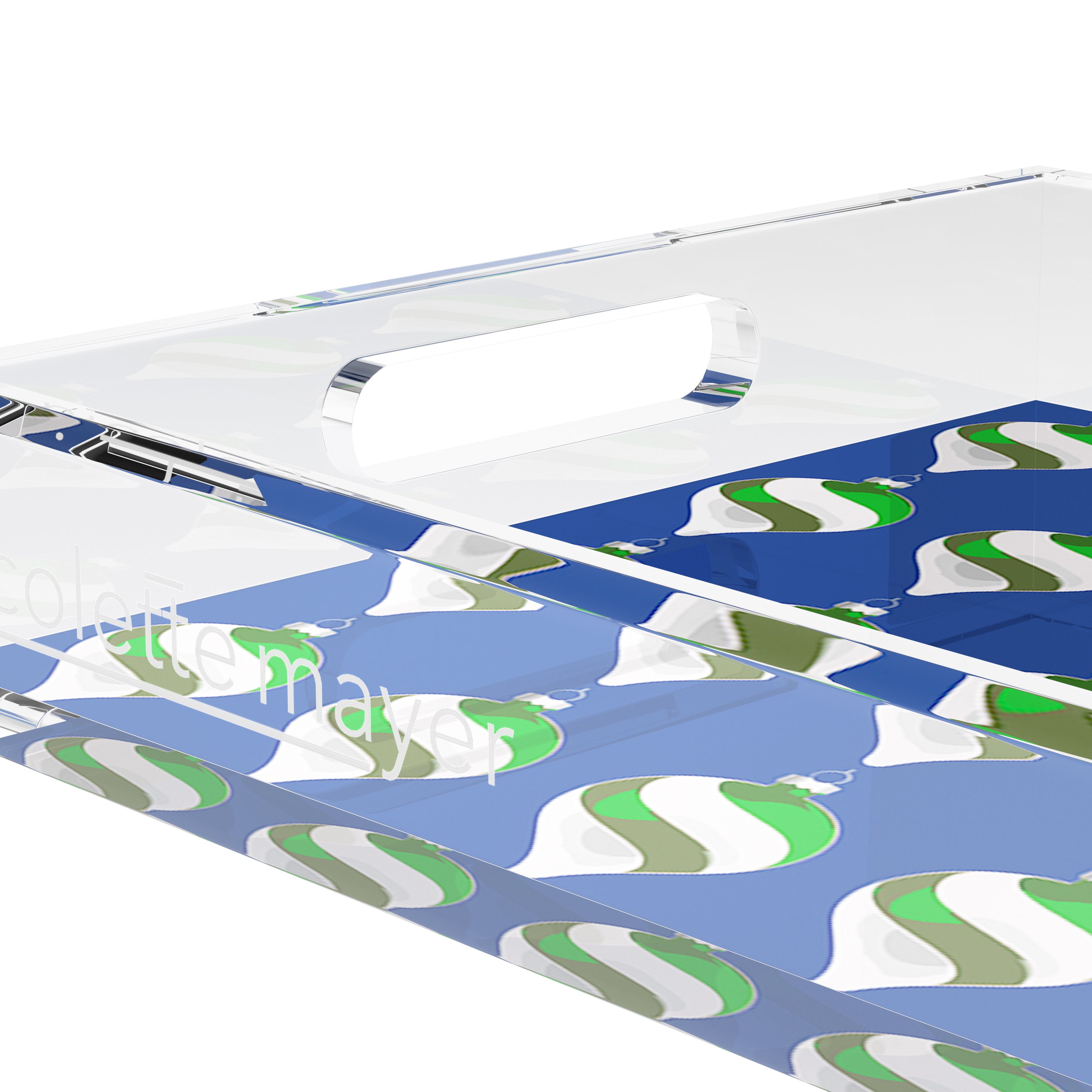 Xmas Ornaments Blue 12.5X7.75 Acrylic Tray - nicolettemayer.com