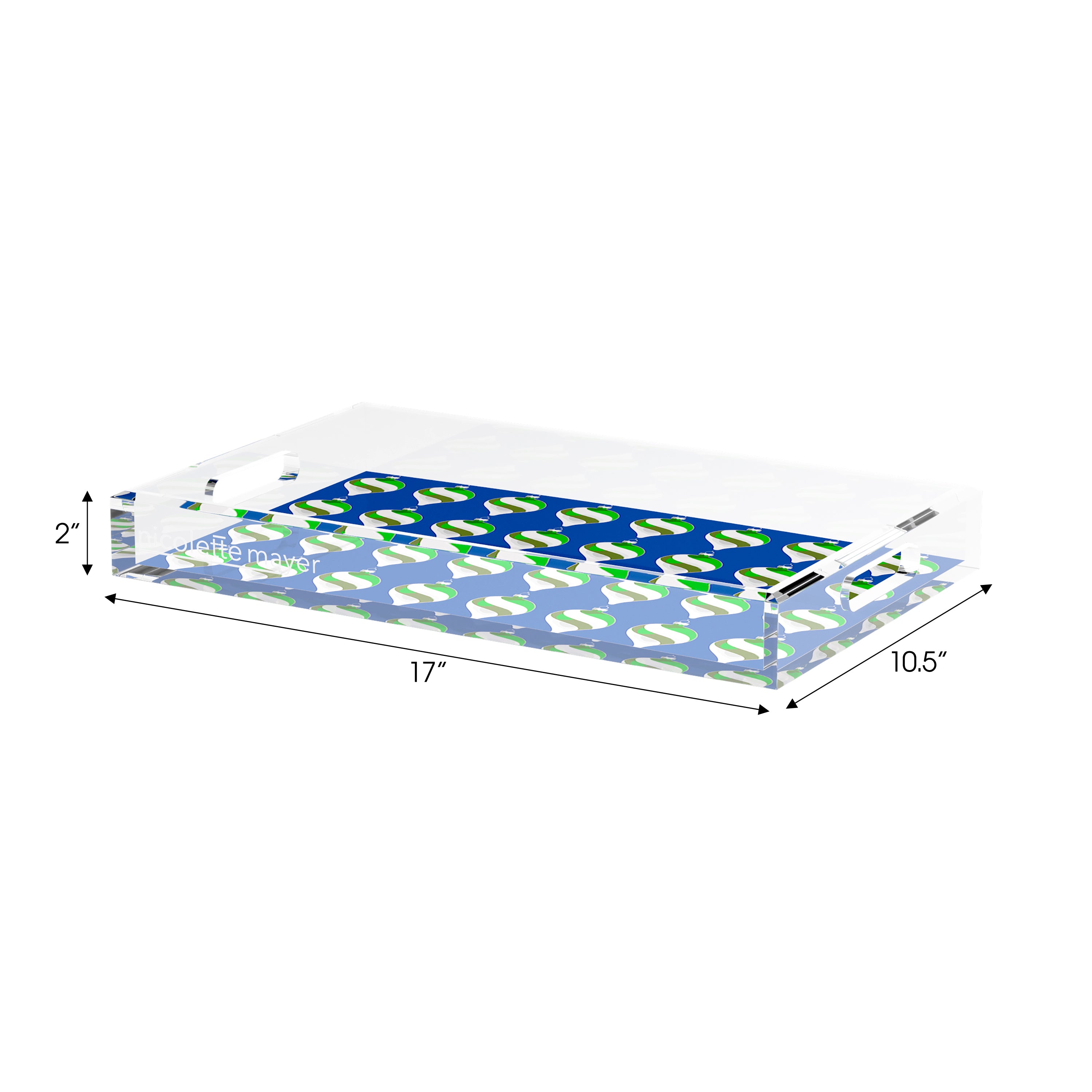 Xmas Ornaments Blue 17X10.5 Acrylic Tray - nicolettemayer.com