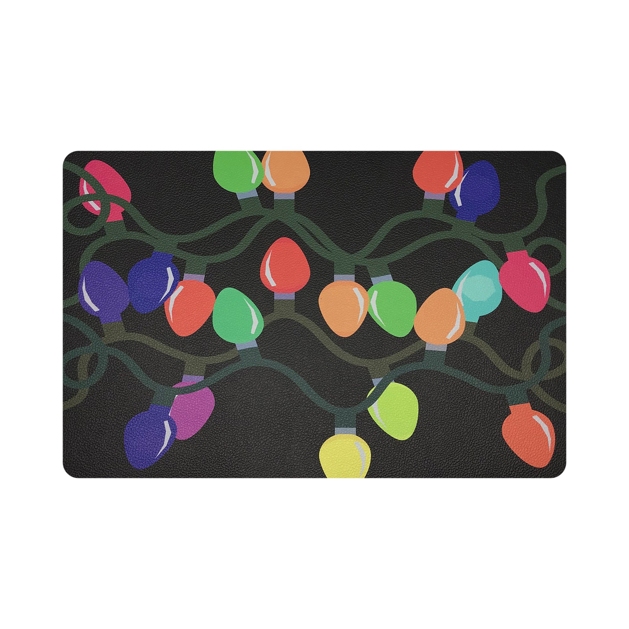 Xmas Tangle Black 17.5" Rectangle Pebble Placemat, Set Of 4 - nicolettemayer.com