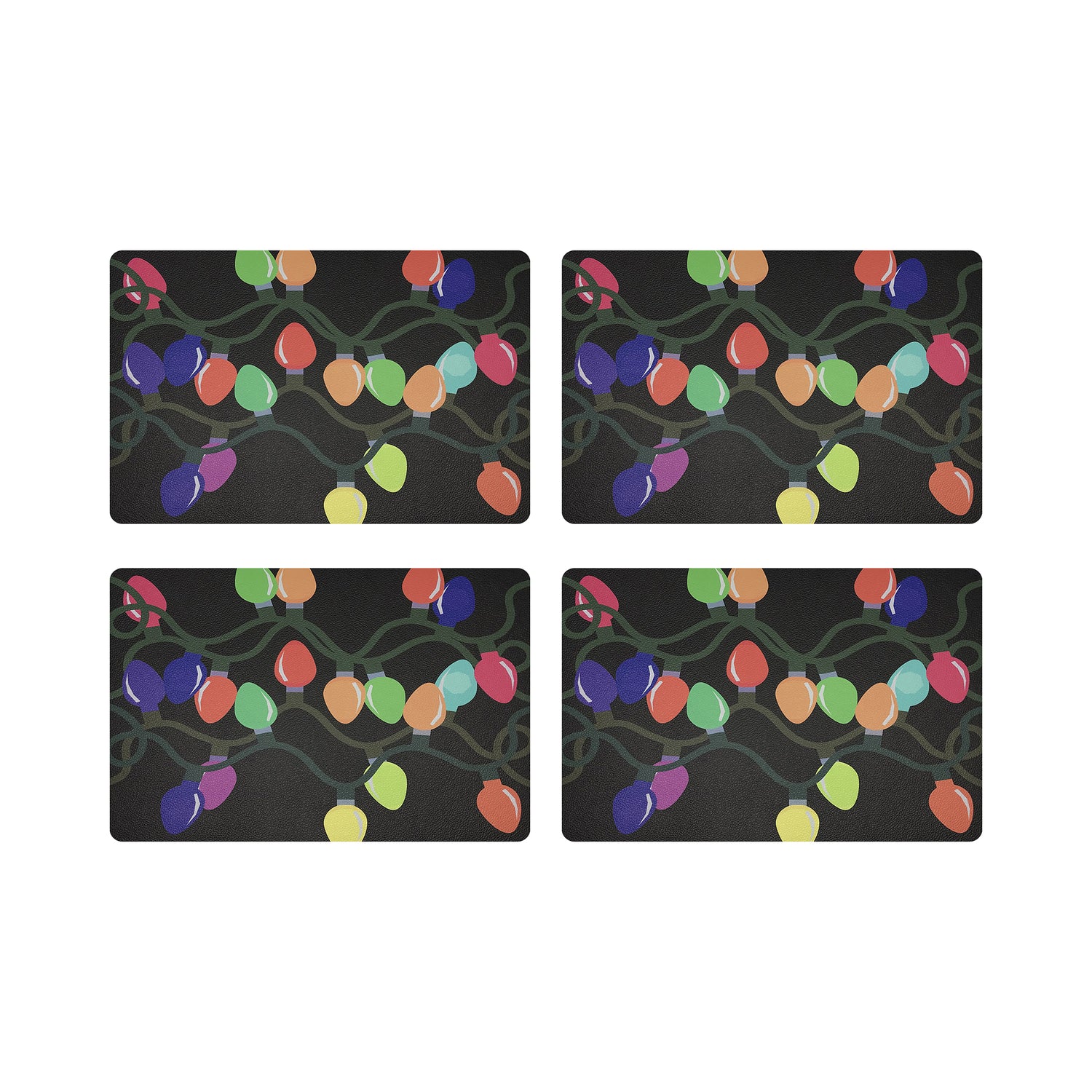 Xmas Tangle Black 17.5" Rectangle Pebble Placemat, Set Of 4 - nicolettemayer.com