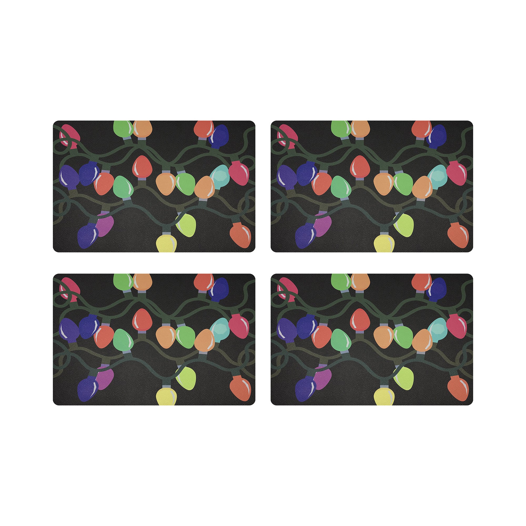 Xmas Tangle Black 17.5" Rectangle Pebble Placemat, Set Of 4 - nicolettemayer.com