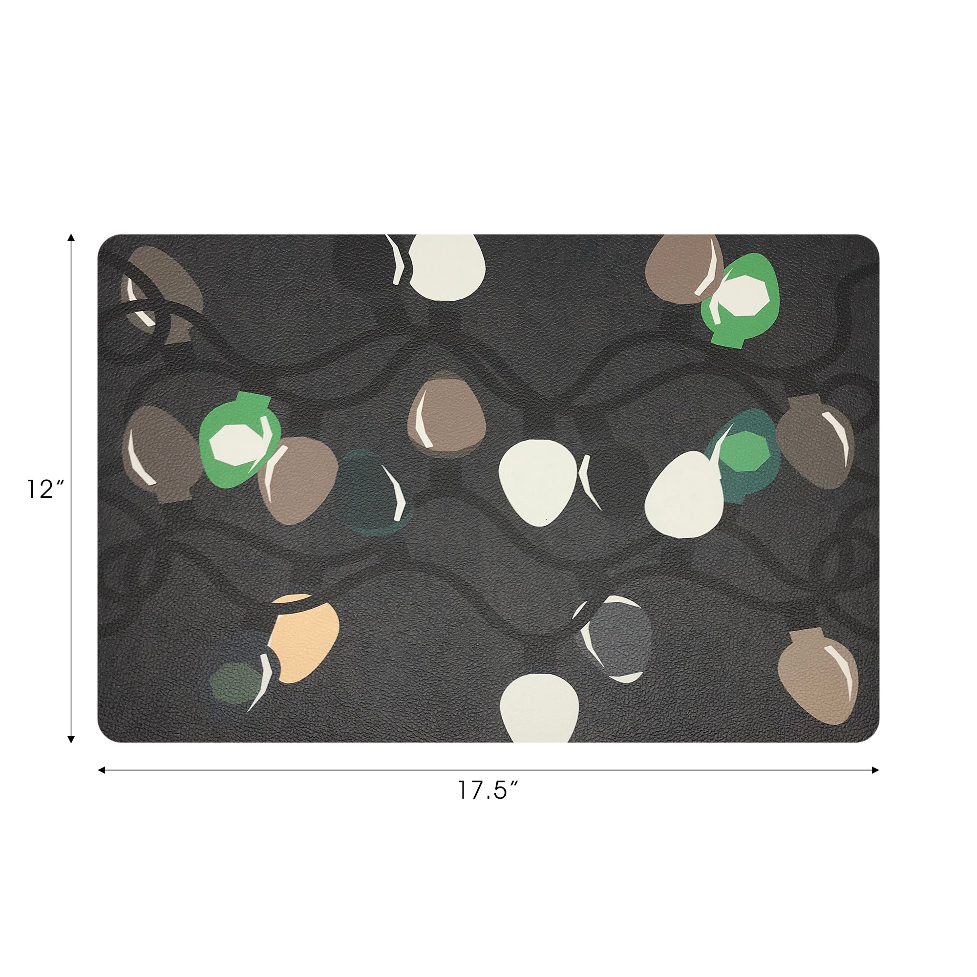 SET DE TABLE RECTANGLE GALETS DE NOËL DEEP GREENS 17,5, LOT DE 4