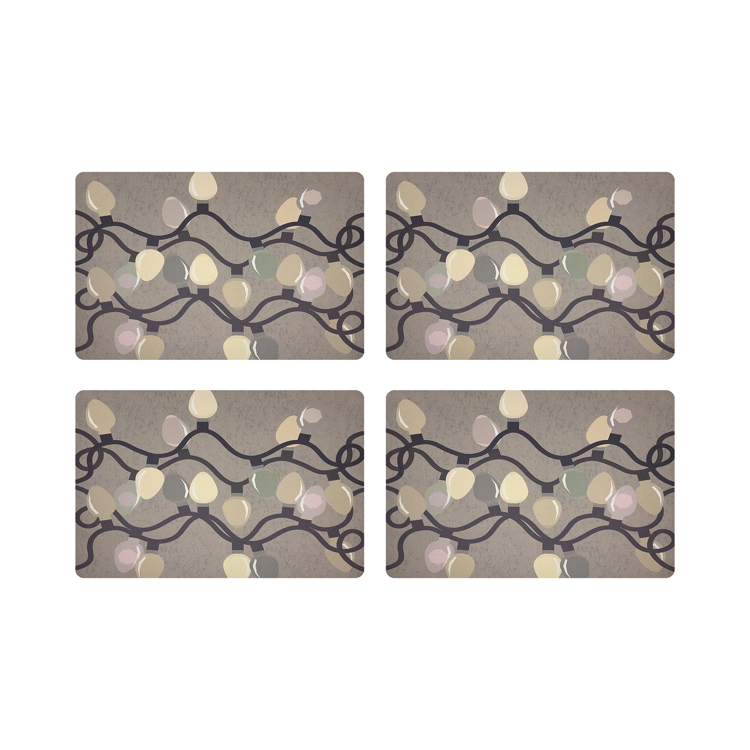 XMAS TANGLE NEUTRAL 17.5" Rectangle Pebble Placemat, Set Of 4 - nicolettemayer.com