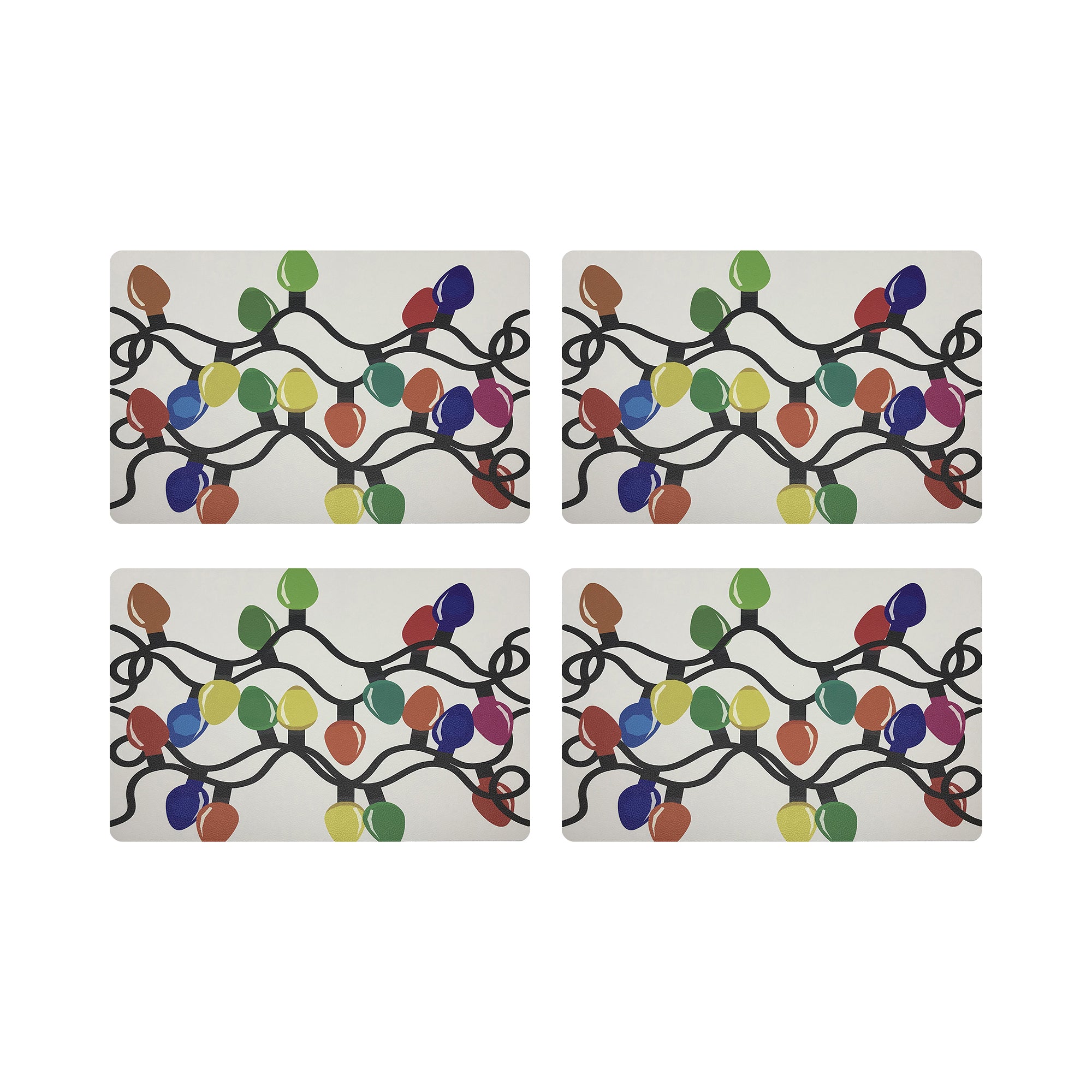 Xmas Tangle Primaries Vegan Leather Rectangle Pebble Placemat - nicolettemayer.com