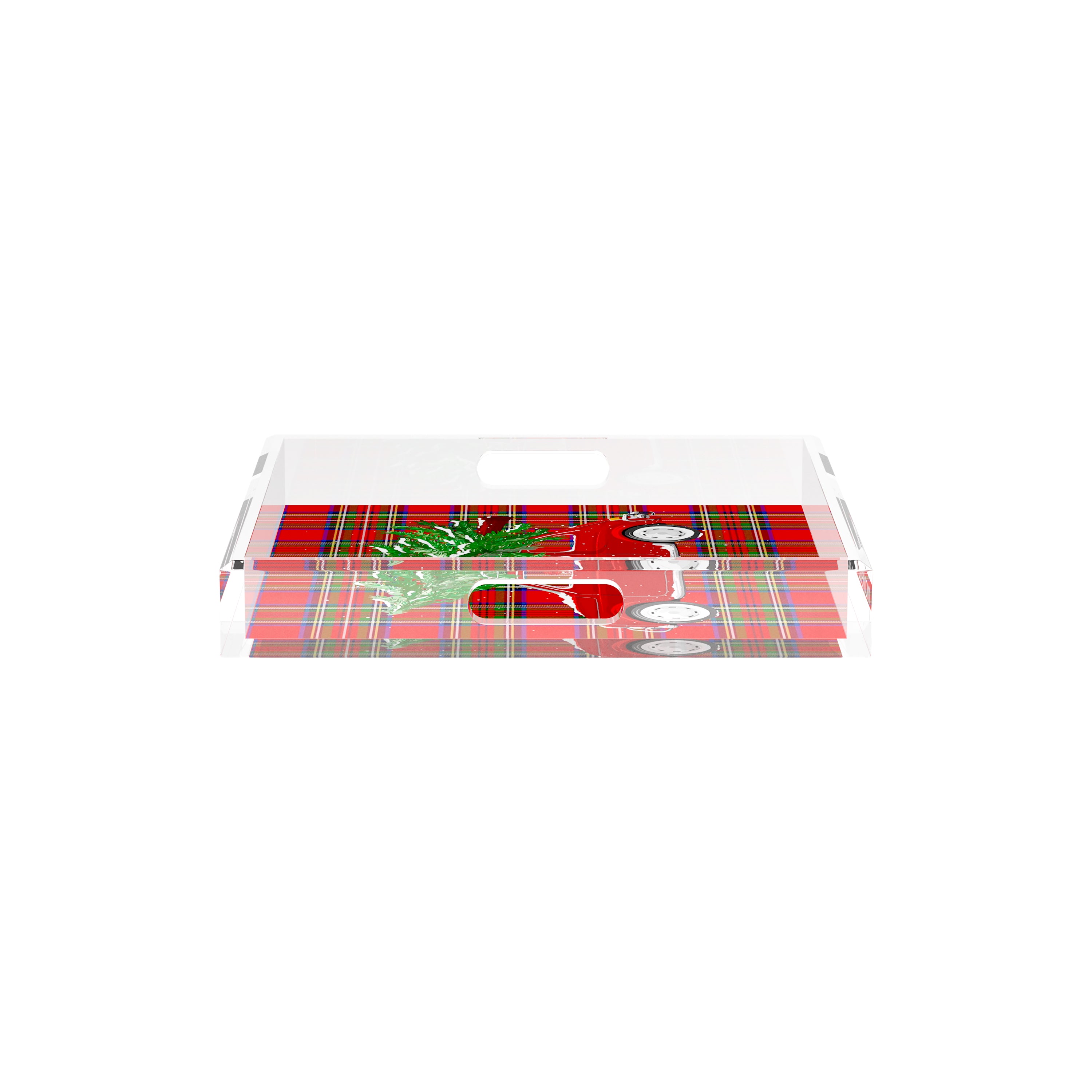 Xmas Tree Plaid 12X12 Acrylic Tray - nicolettemayer.com