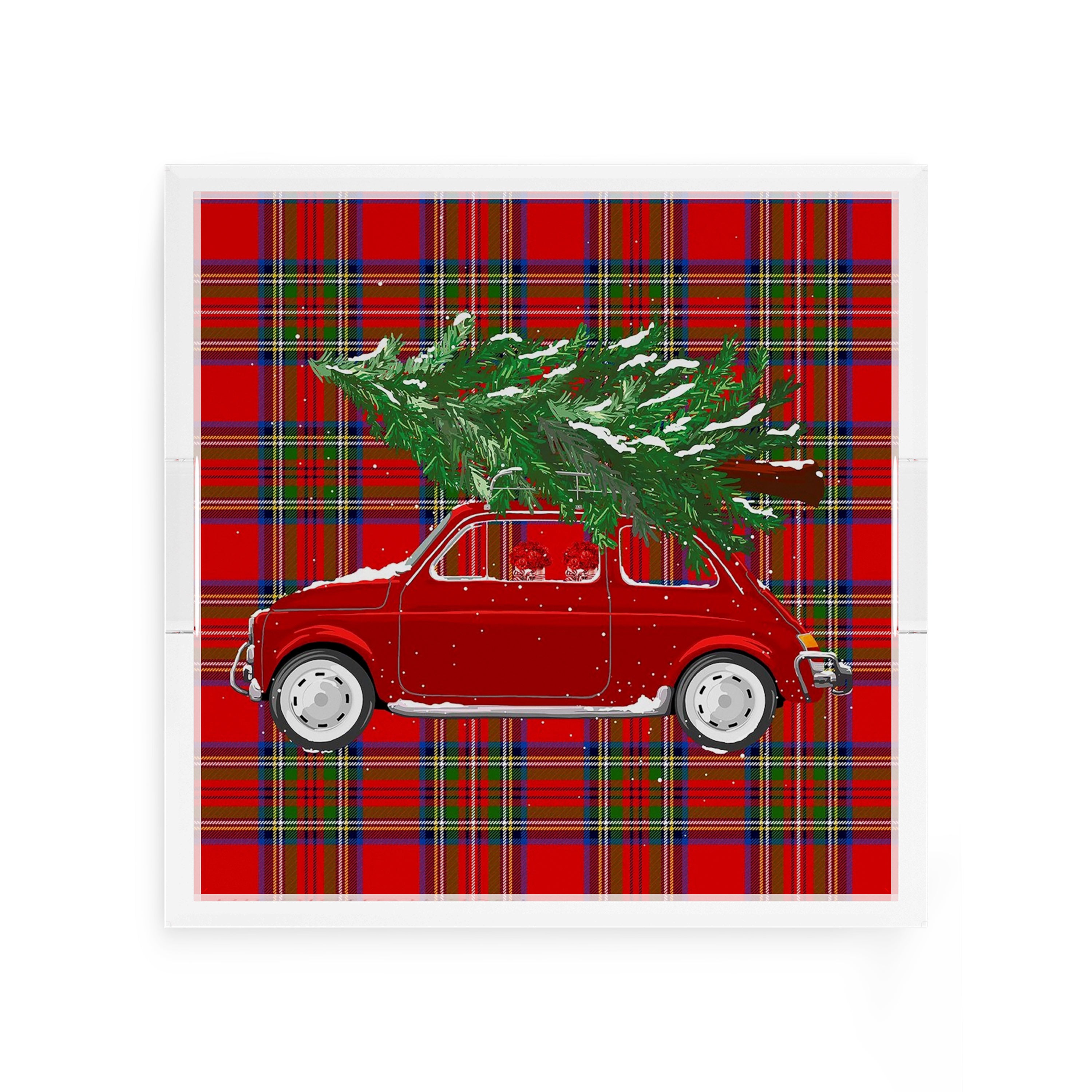 Xmas Tree Plaid 12X12 Acrylic Tray - nicolettemayer.com