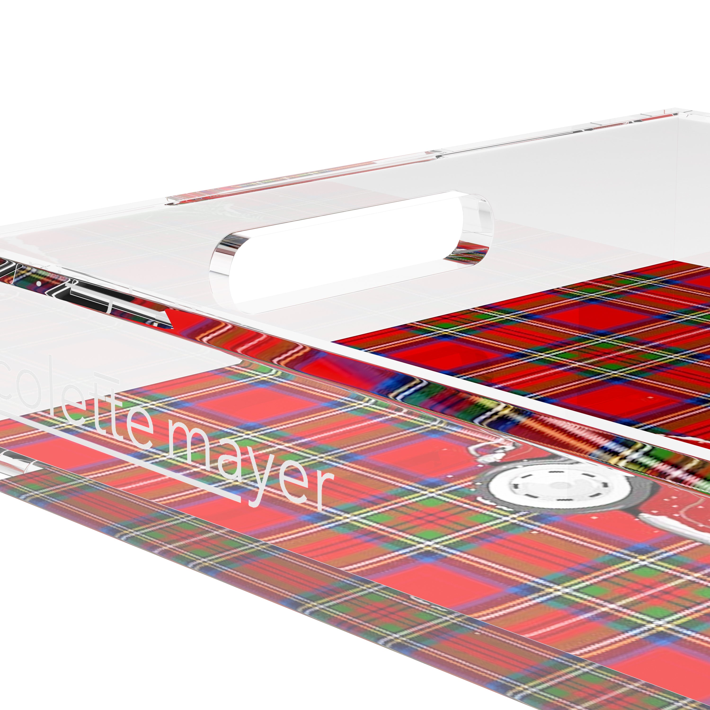 Xmas Tree Plaid 12.5X7.75 Acrylic Tray - nicolettemayer.com