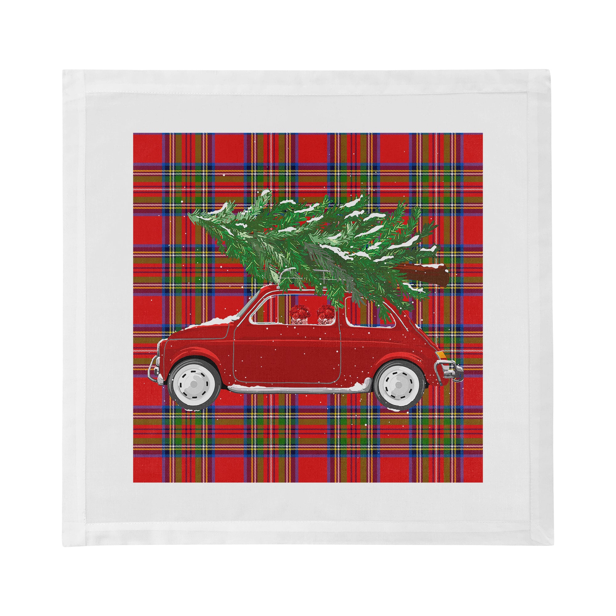 Xmas Tree Plaid Cotton Sateen Dinner Napkins
