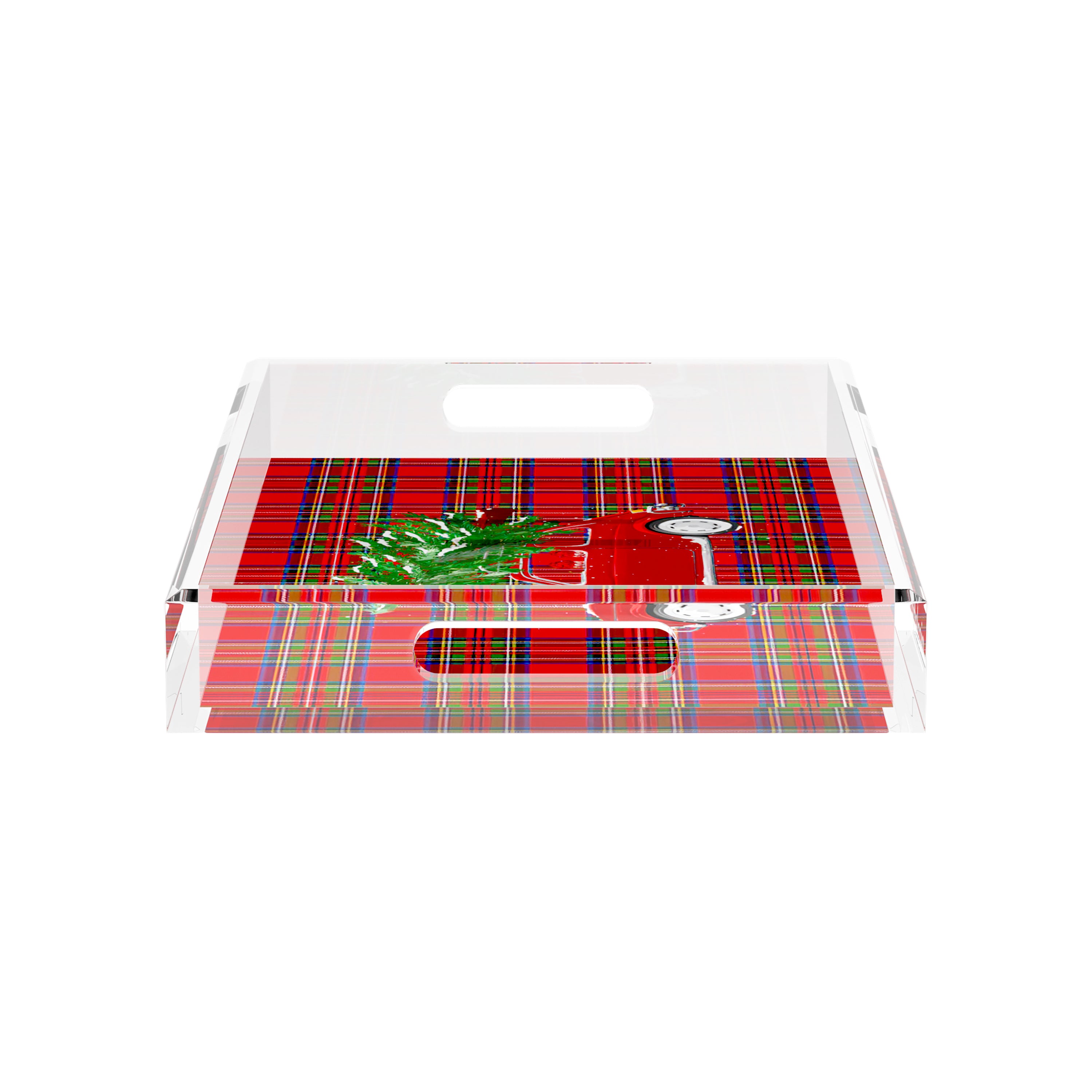 Xmas Tree Plaid 17X10.5 Acrylic Tray - nicolettemayer.com