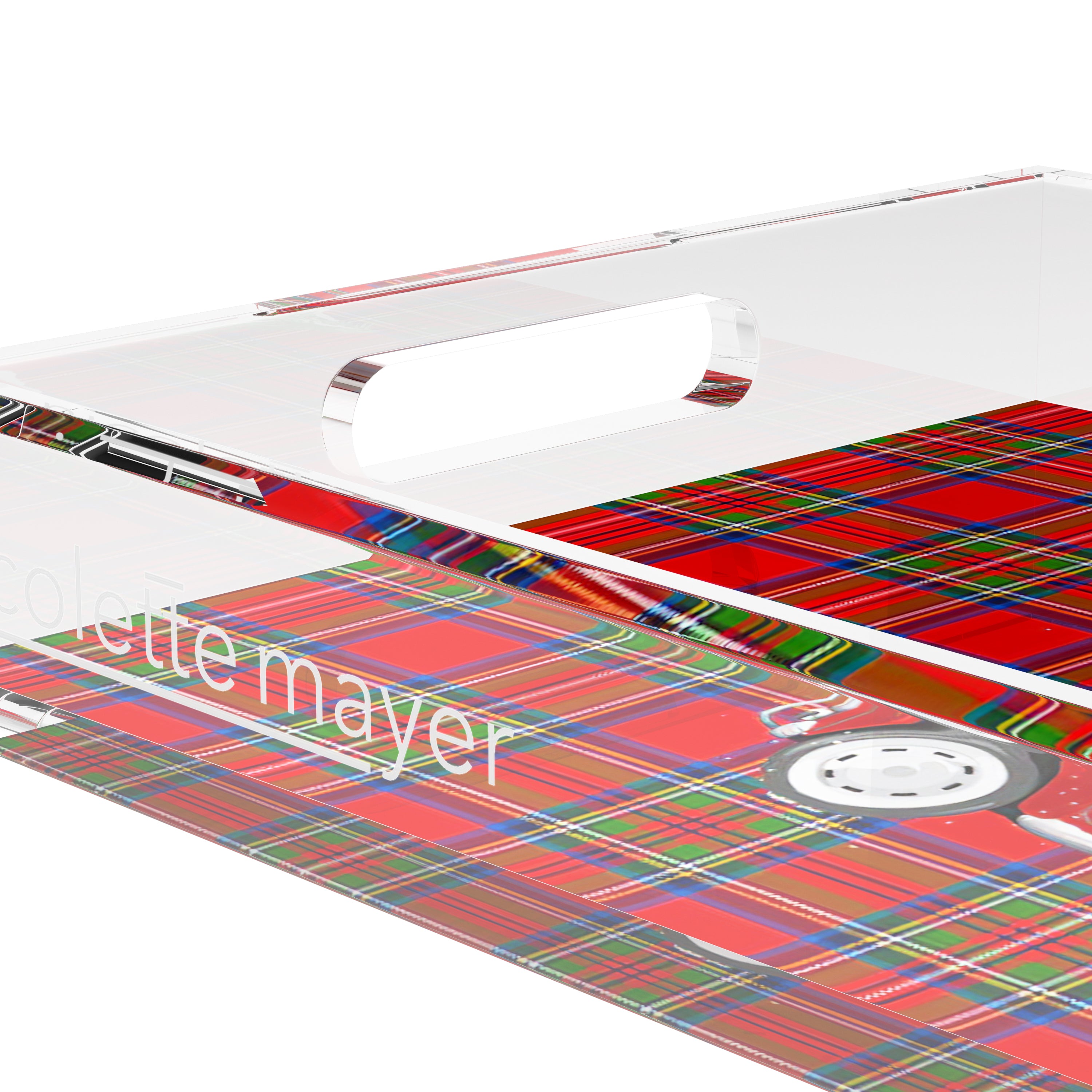 Xmas Tree Plaid 17X10.5 Acrylic Tray - nicolettemayer.com