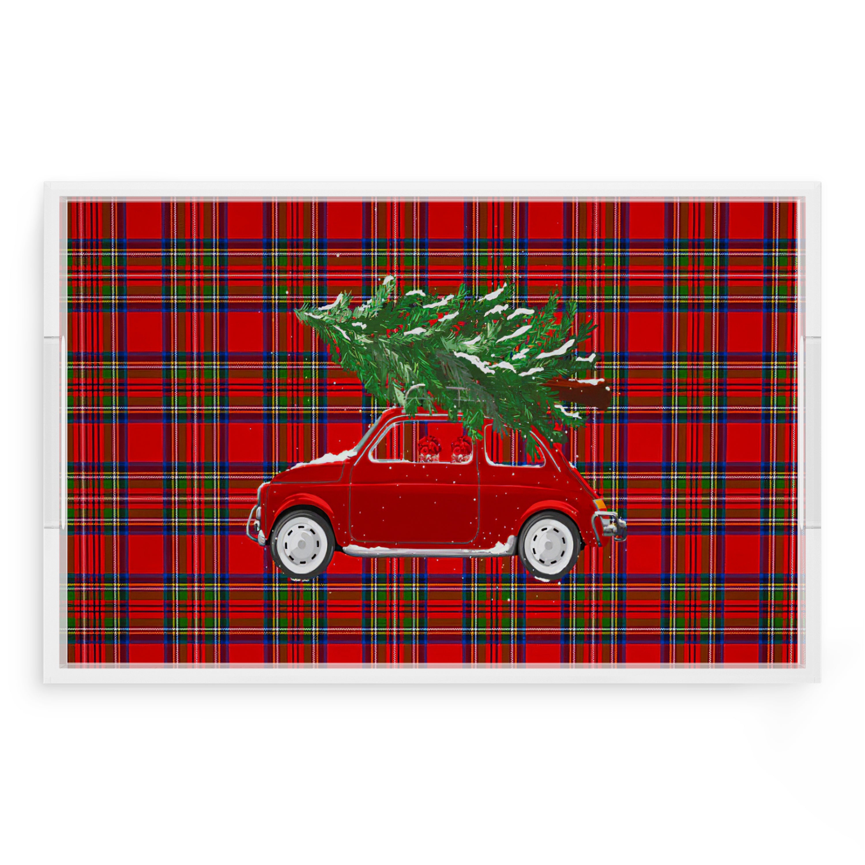 Xmas Tree Plaid 17X10.5 Acrylic Tray - nicolettemayer.com
