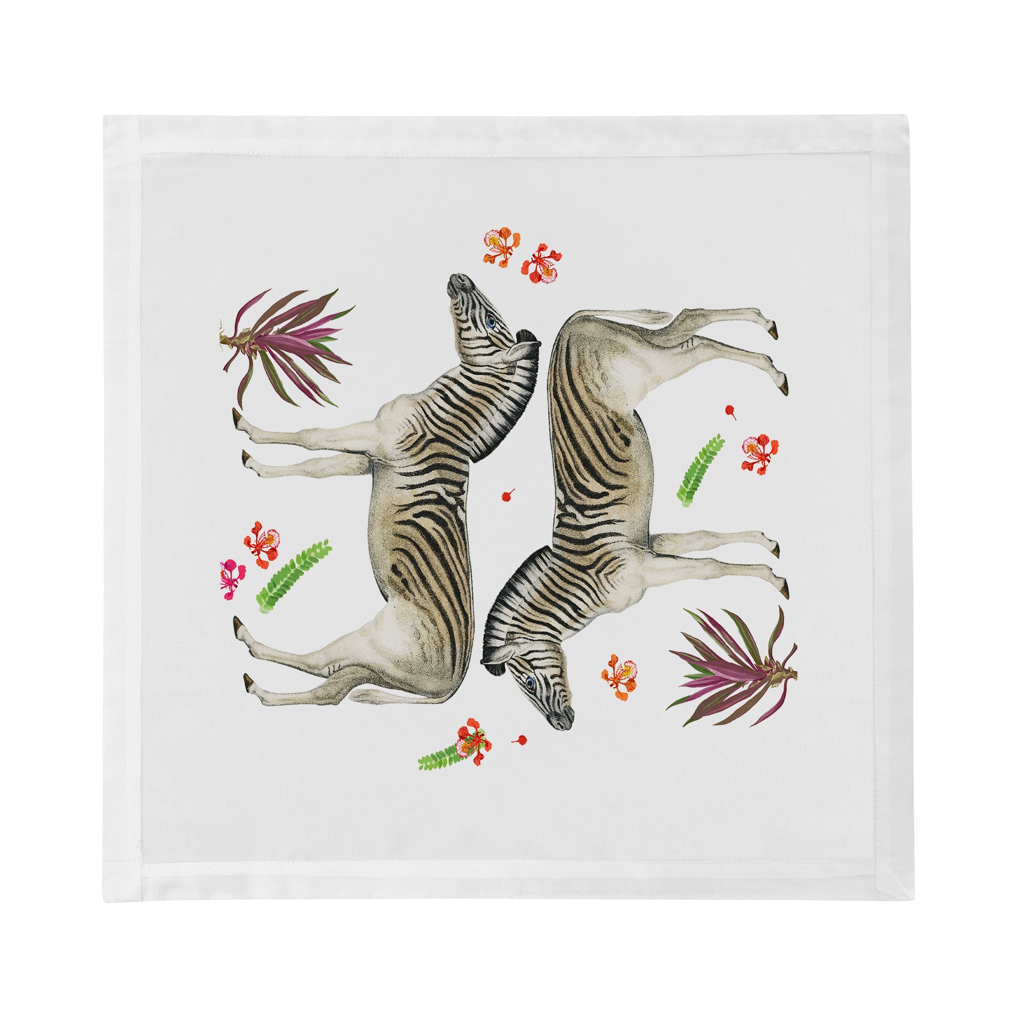 Zebra Seeing Double White Cotton Sateen Dinner Napkins - nicolettemayer.com