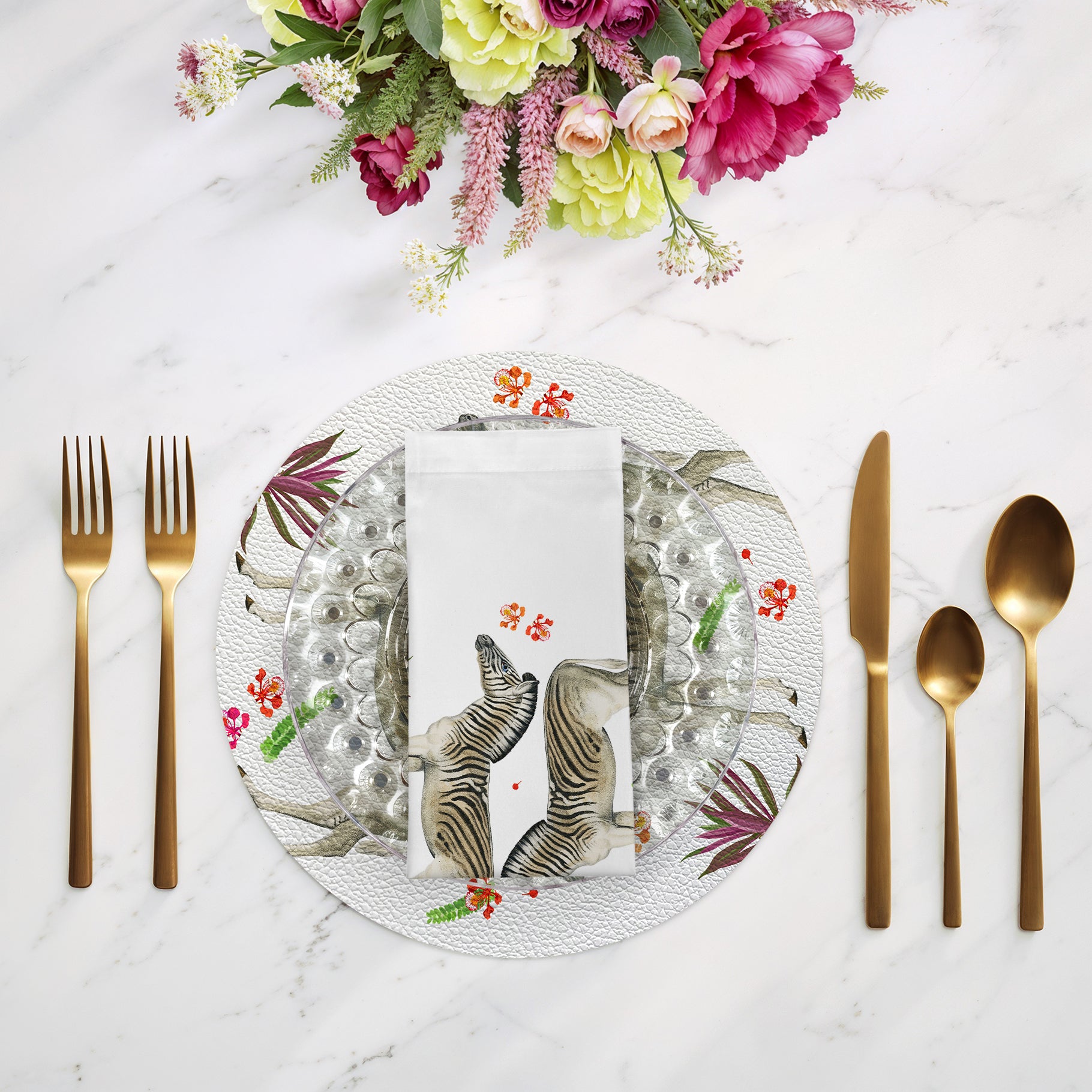 Zebra Seeing Double White Cotton Sateen Dinner Napkins - nicolettemayer.com