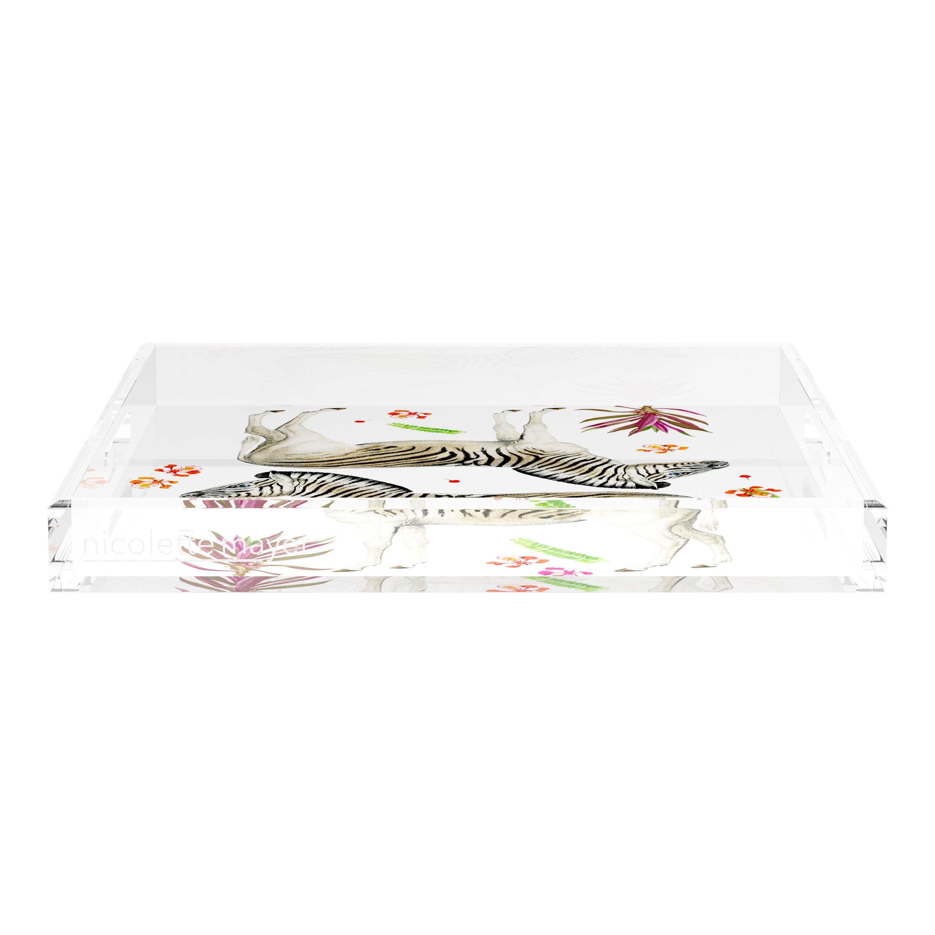 Zebra Seeing Double 18X18 Acrylic Tray - nicolettemayer.com
