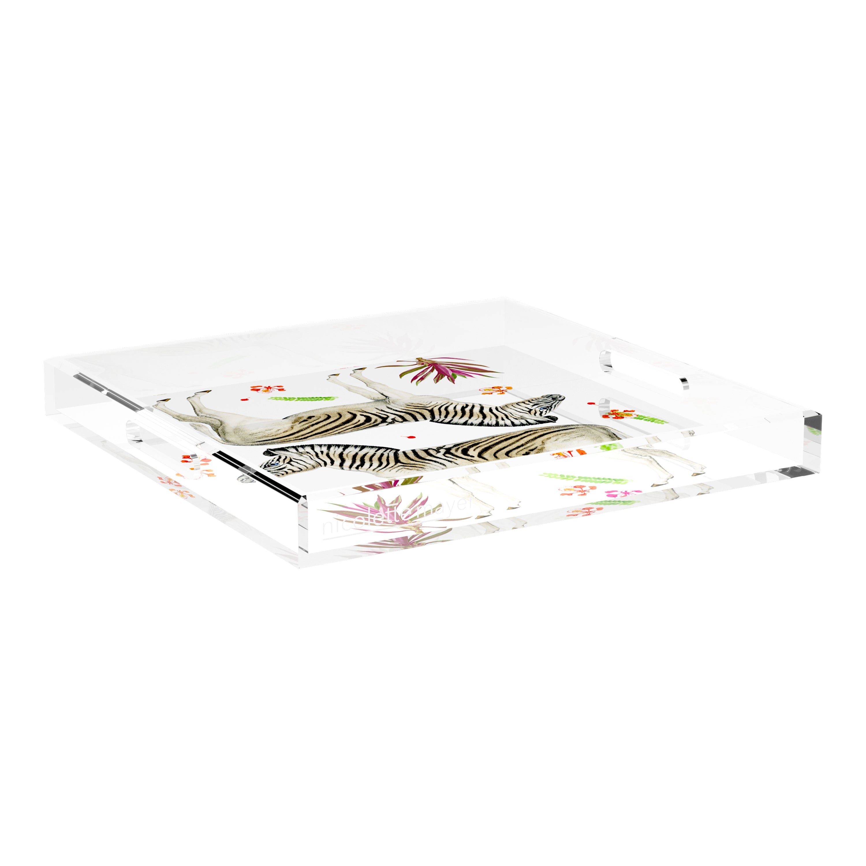 Zebra Seeing Double 18X18 Acrylic Tray - nicolettemayer.com