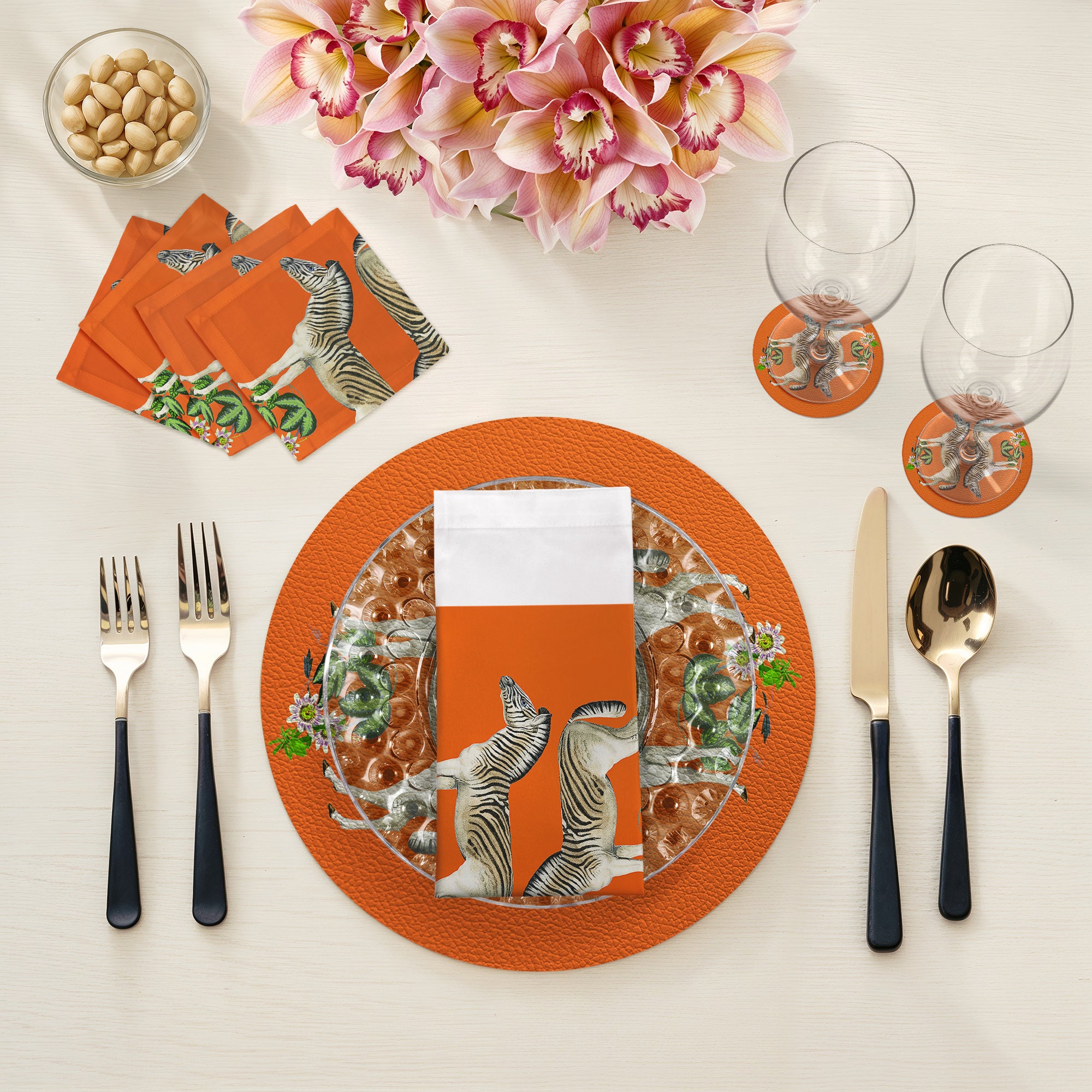 Ensemble de 4 sets de table ronds Zebra Seeing Double de 40 cm