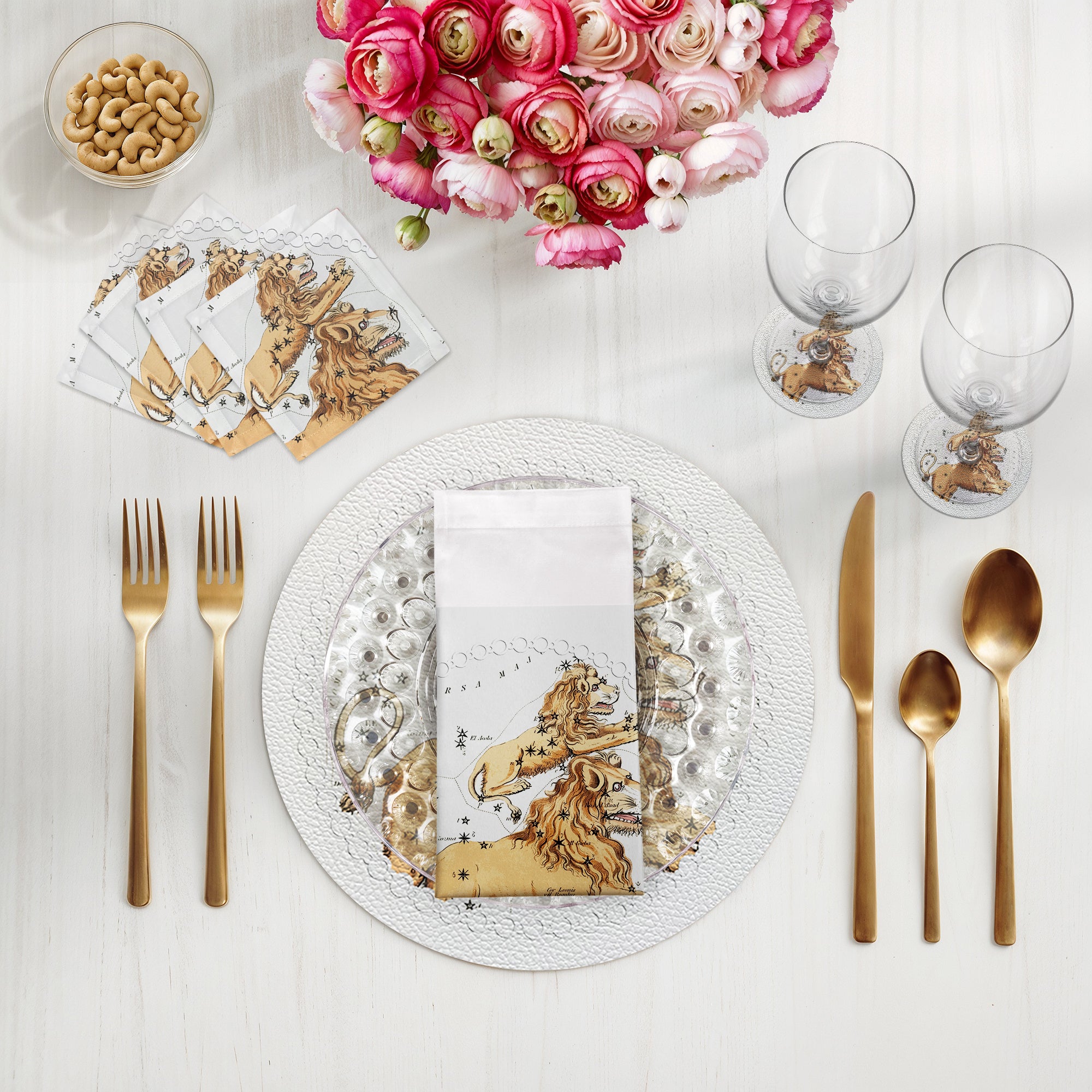 Zodiac Leo White 16" Round Pebble Placemats, Set of 4 - nicolettemayer.com