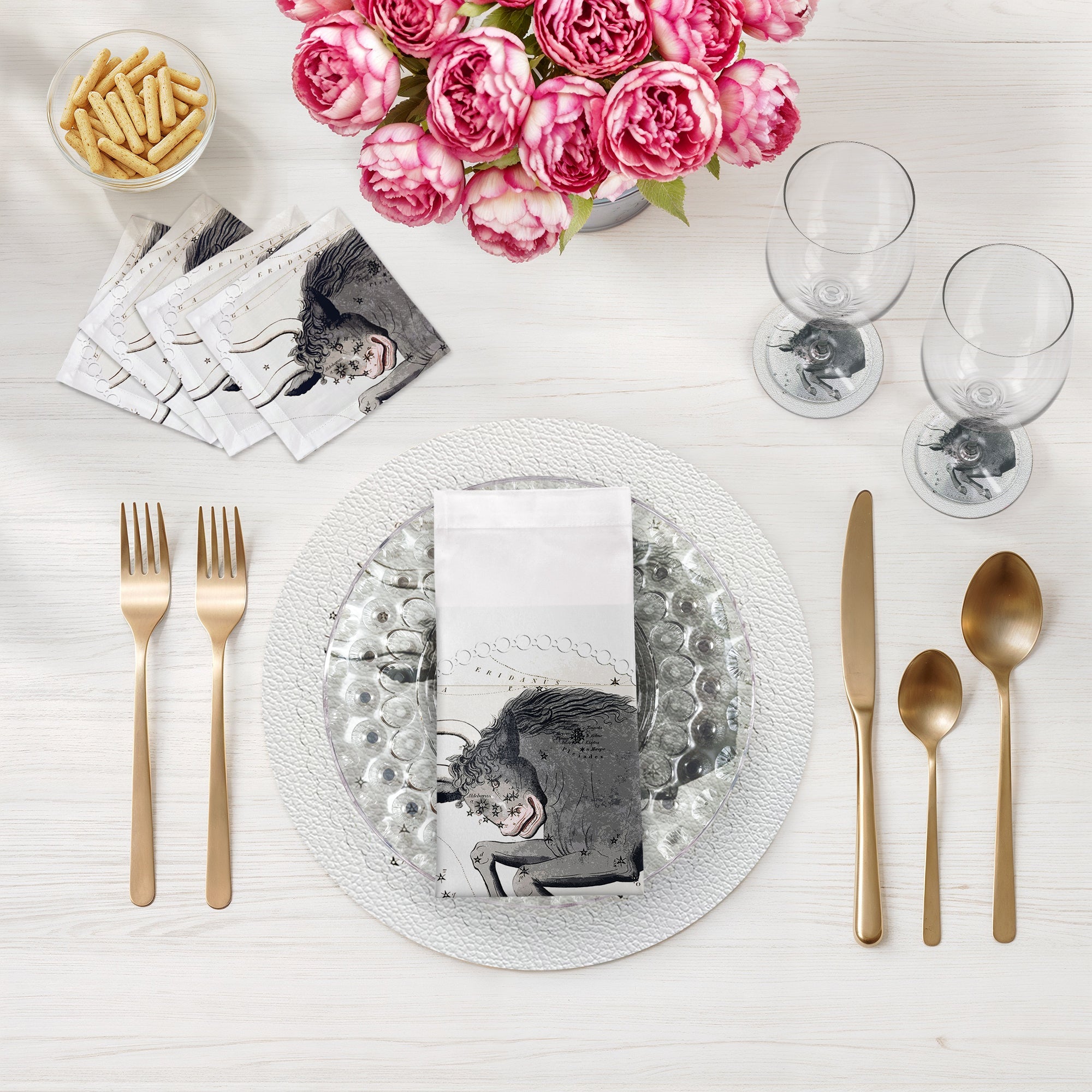 Lot de 4 sets de table ronds blancs Zodiac Taurus de 40 cm