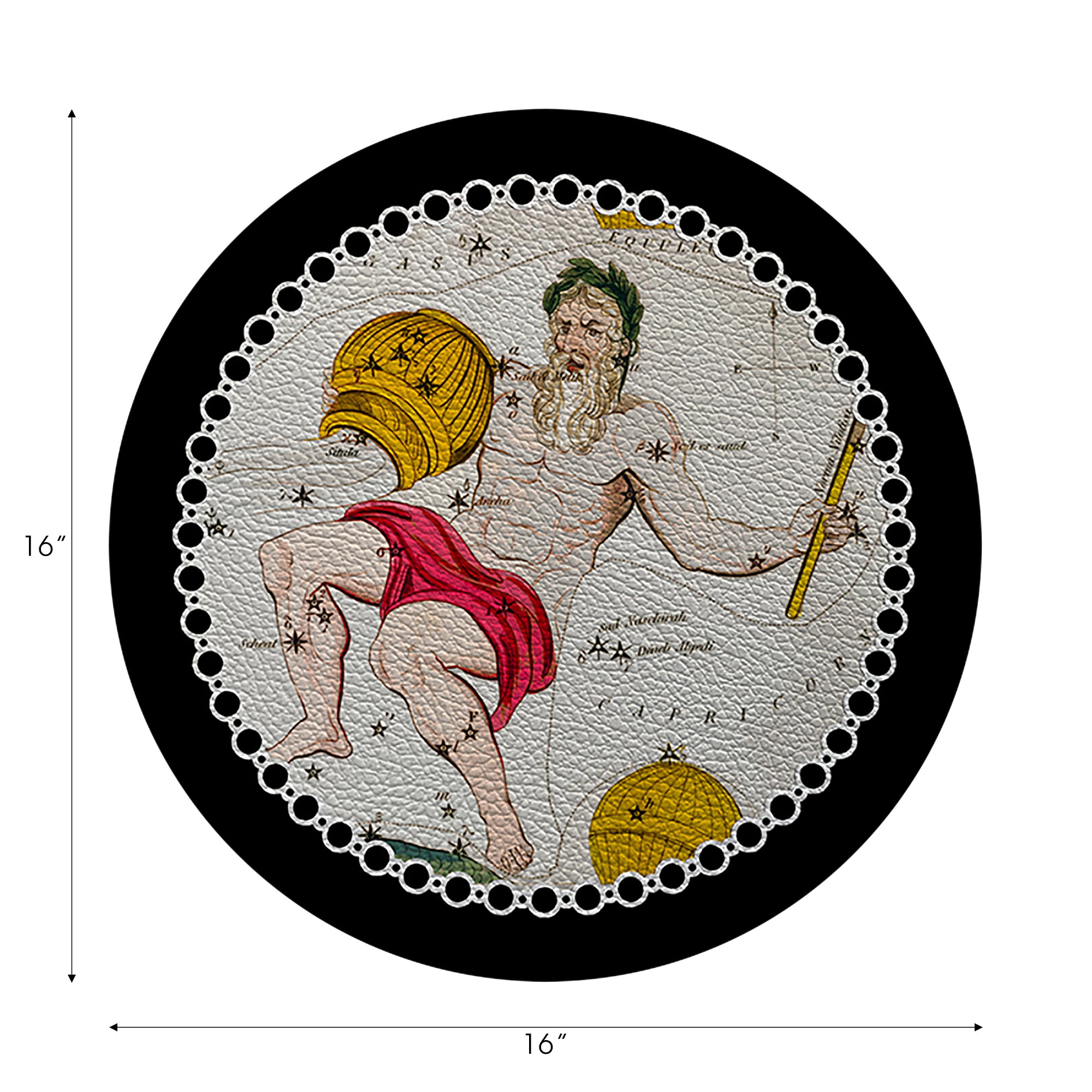 Lot de 4 sets de table ronds en galets noirs Zodiac Aquarius de 40 cm