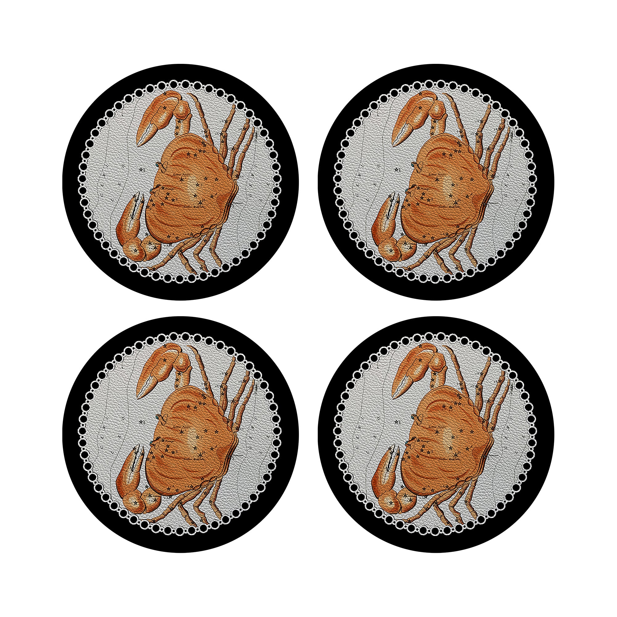 Zodiac Cancer Black 16" Round Pebble Placemats, Set of 4 - nicolettemayer.com