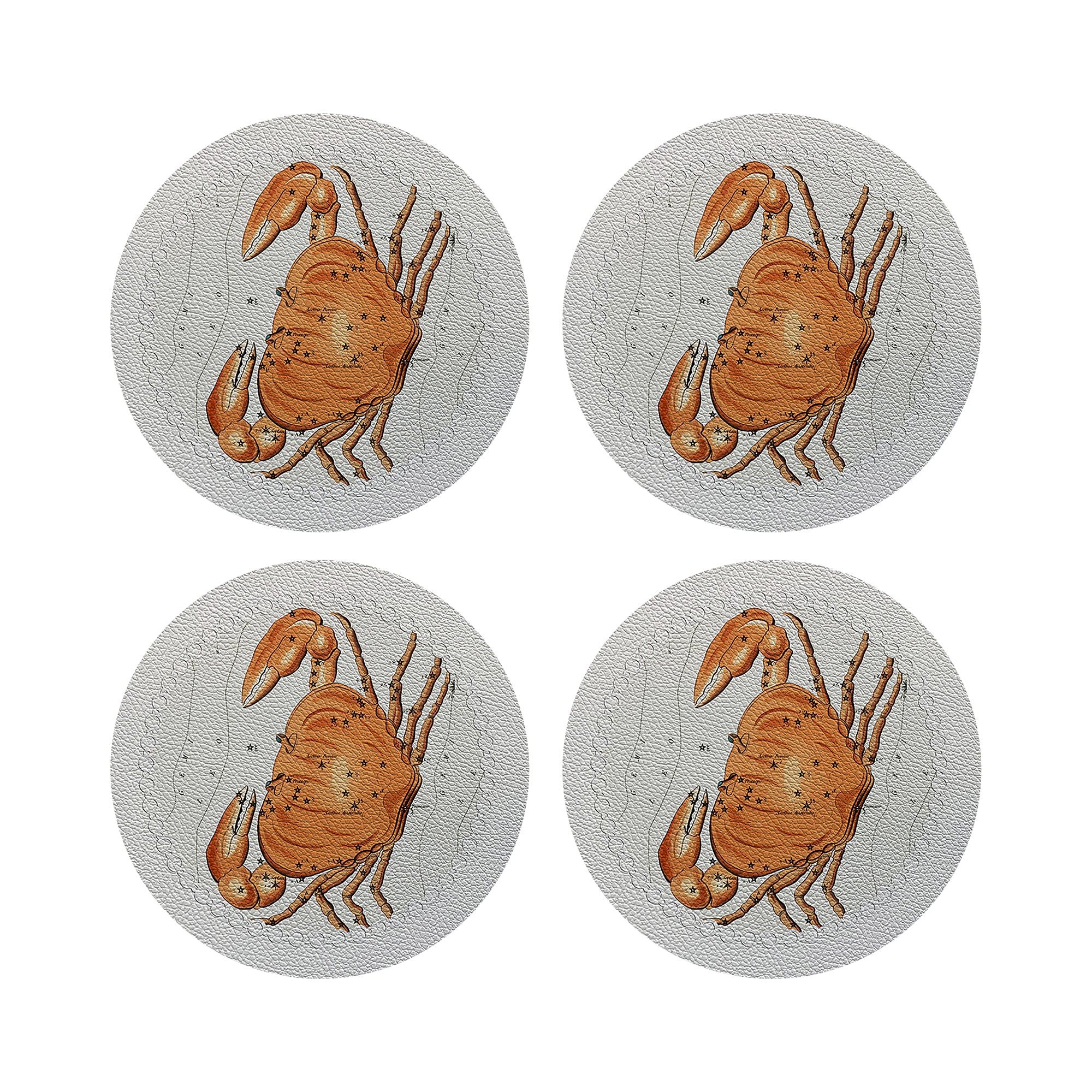Zodiac Cancer White 16" Round Pebble Placemats, Set of 4 - nicolettemayer.com