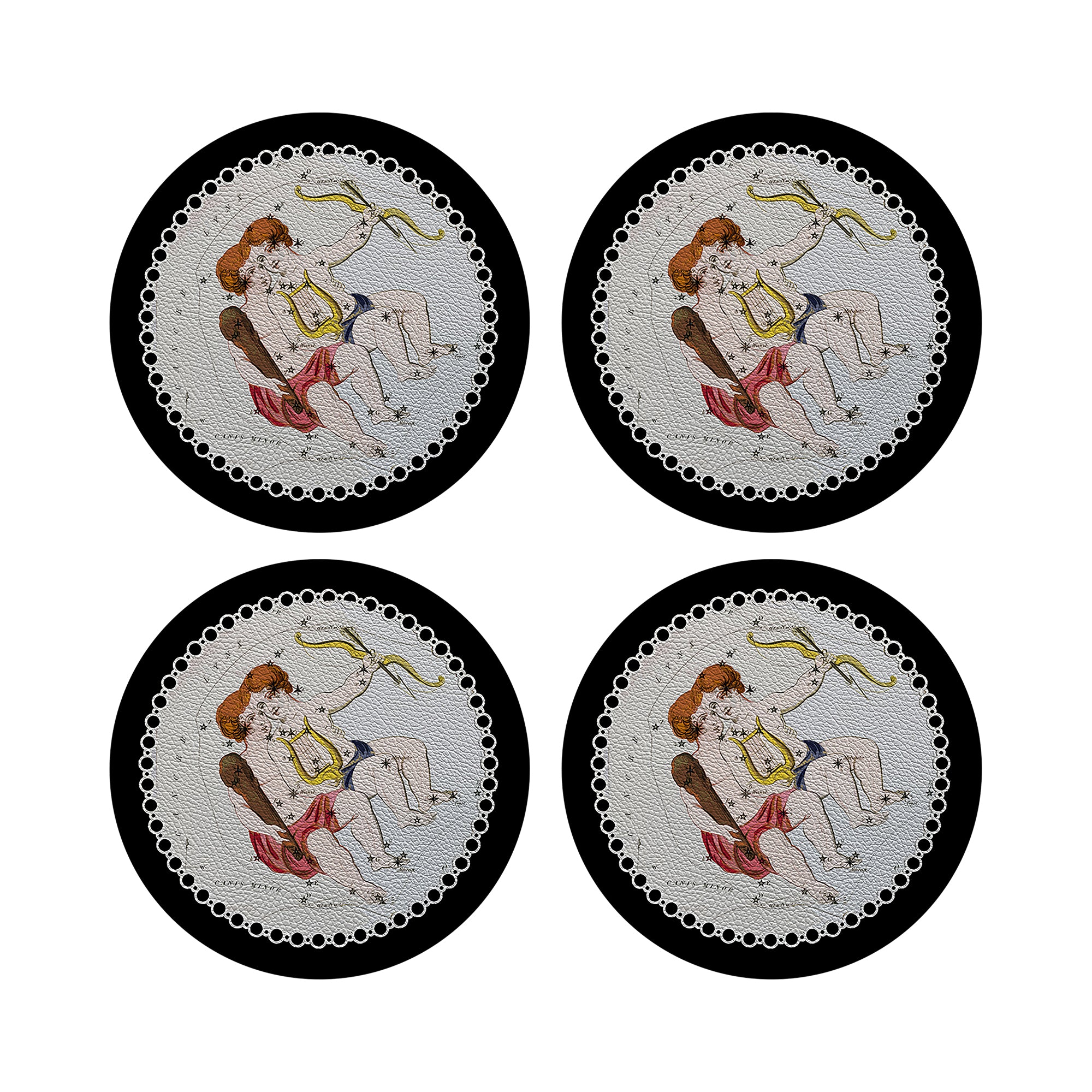 Zodiac Gemini Black 16" Round Pebble Placemats, Set of 4 - nicolettemayer.com