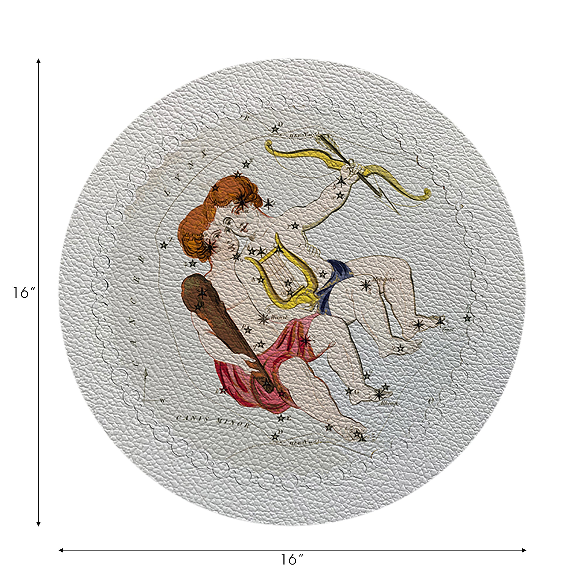Zodiac Gemini White Vegan Leather Round Pebble Placemat - nicolettemayer.com