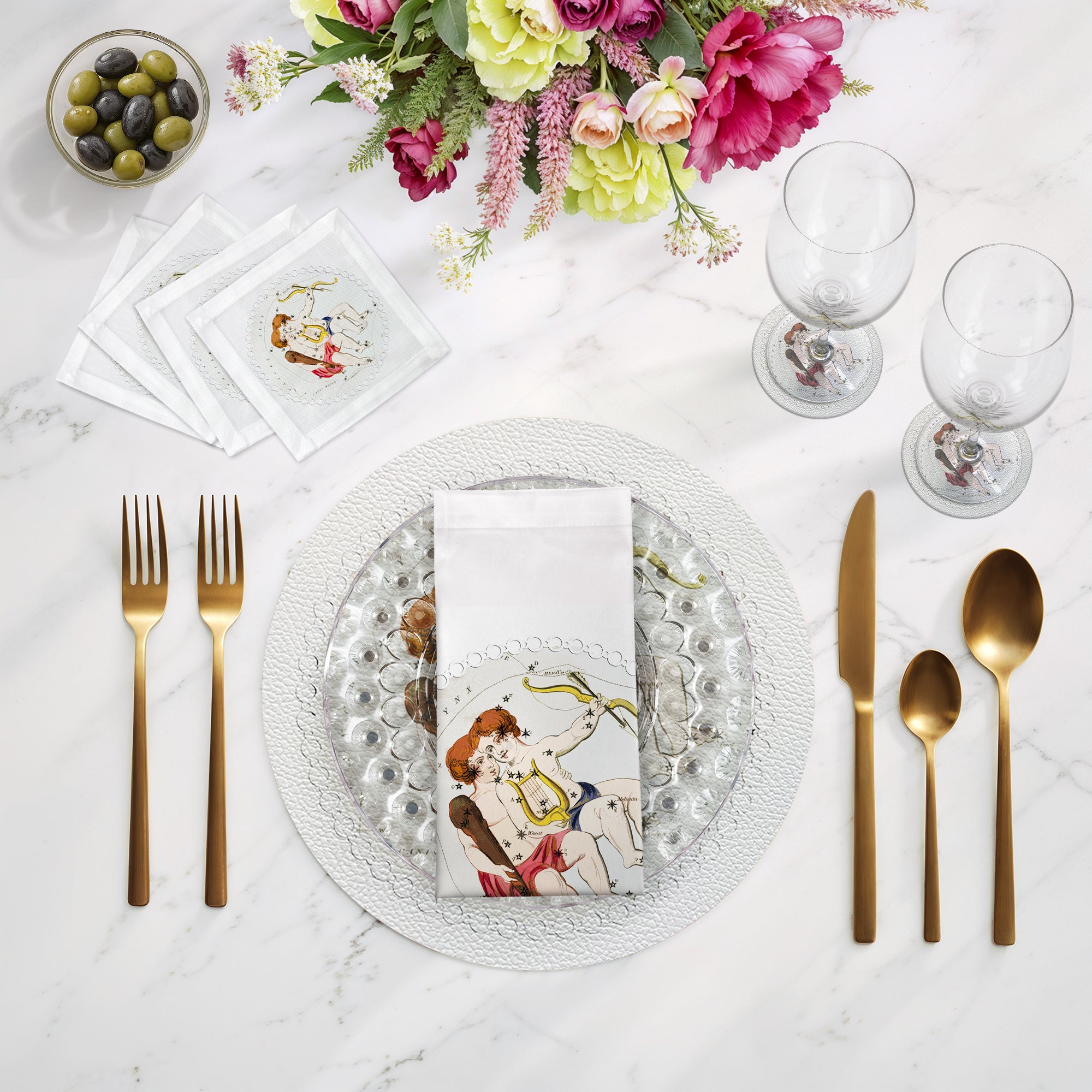 Zodiac Gemini White 16" Round Pebble Placemats, Set of 4 - nicolettemayer.com