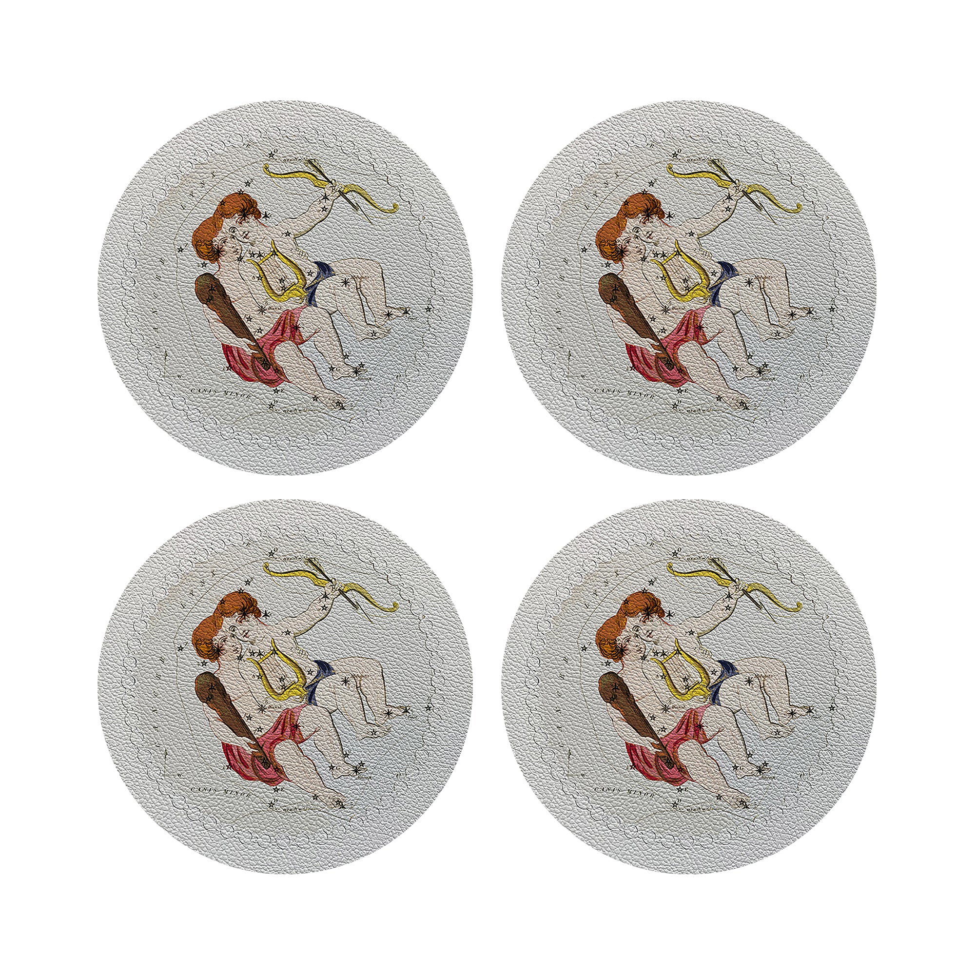 Zodiac Gemini White Vegan Leather Round Pebble Placemat - nicolettemayer.com
