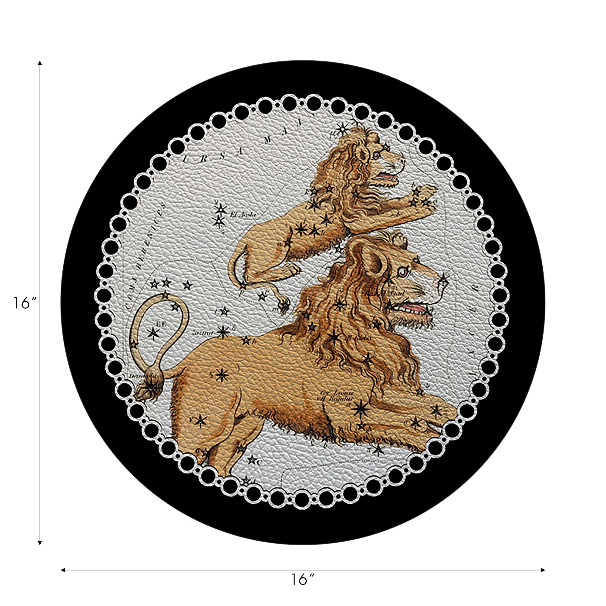Lot de 4 sets de table ronds en galets noirs Zodiac Leo, 40 cm