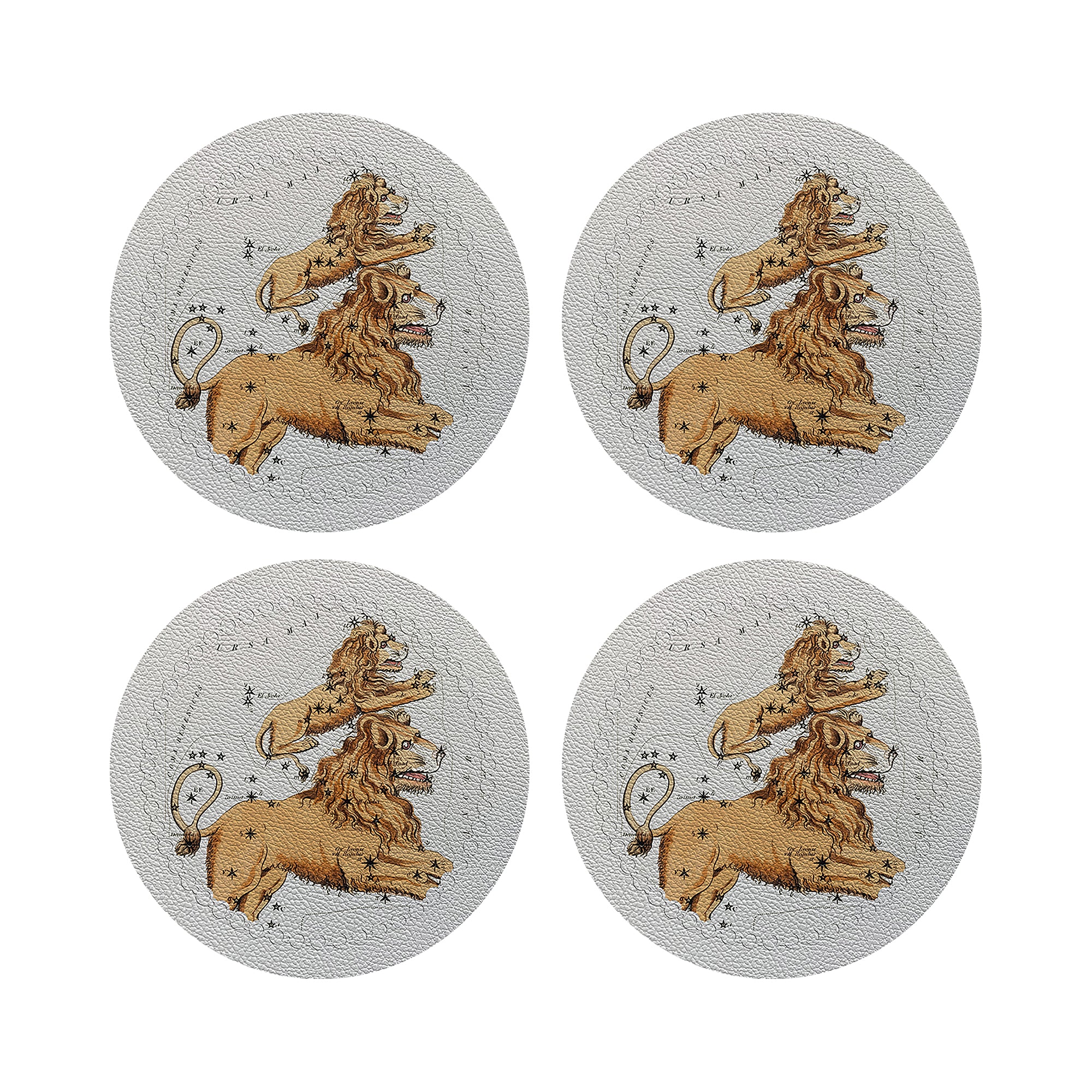 Zodiac Leo White 16" Round Pebble Placemats, Set of 4 - nicolettemayer.com