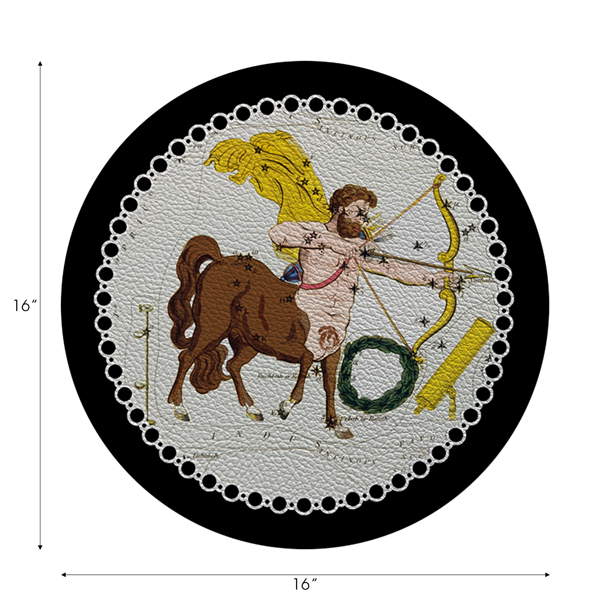 Lot de 4 sets de table ronds en galets noirs Zodiac Sagitarius, 40 cm