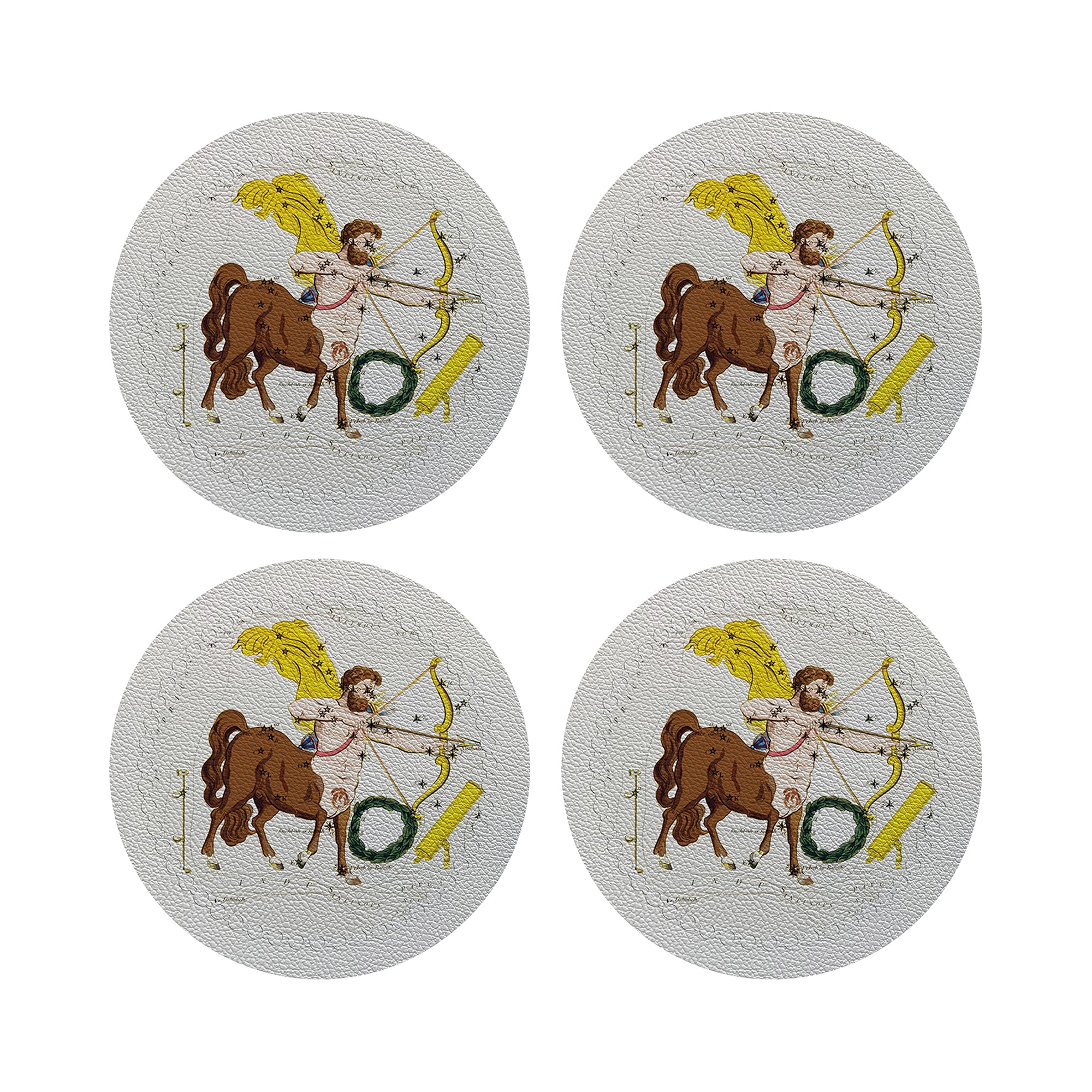 Zodiac Sagitarius White 16" Round Pebble Placemats, Set of 4 - nicolettemayer.com