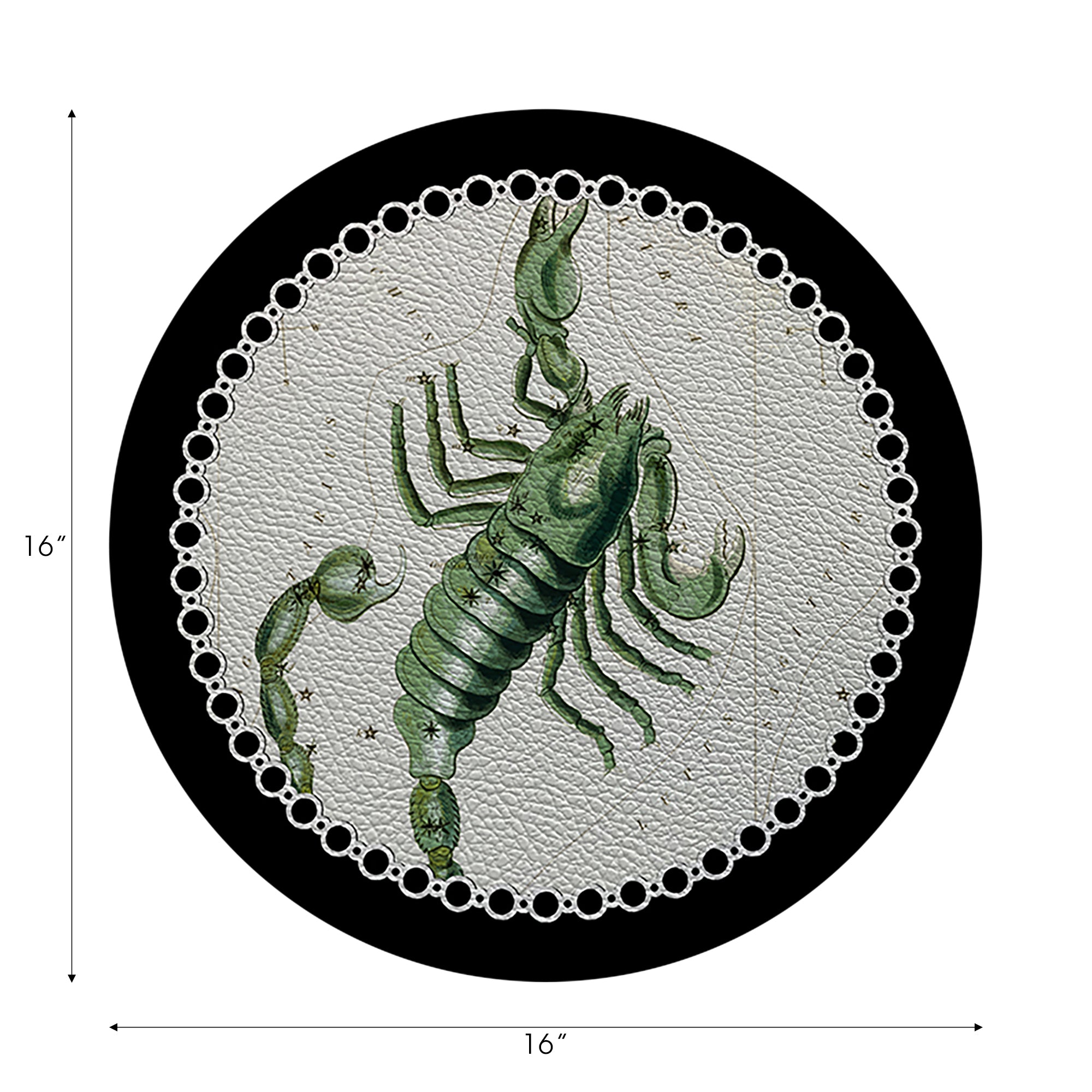 Lot de 4 sets de table ronds en galets noirs Zodiac Scorpion 40 cm