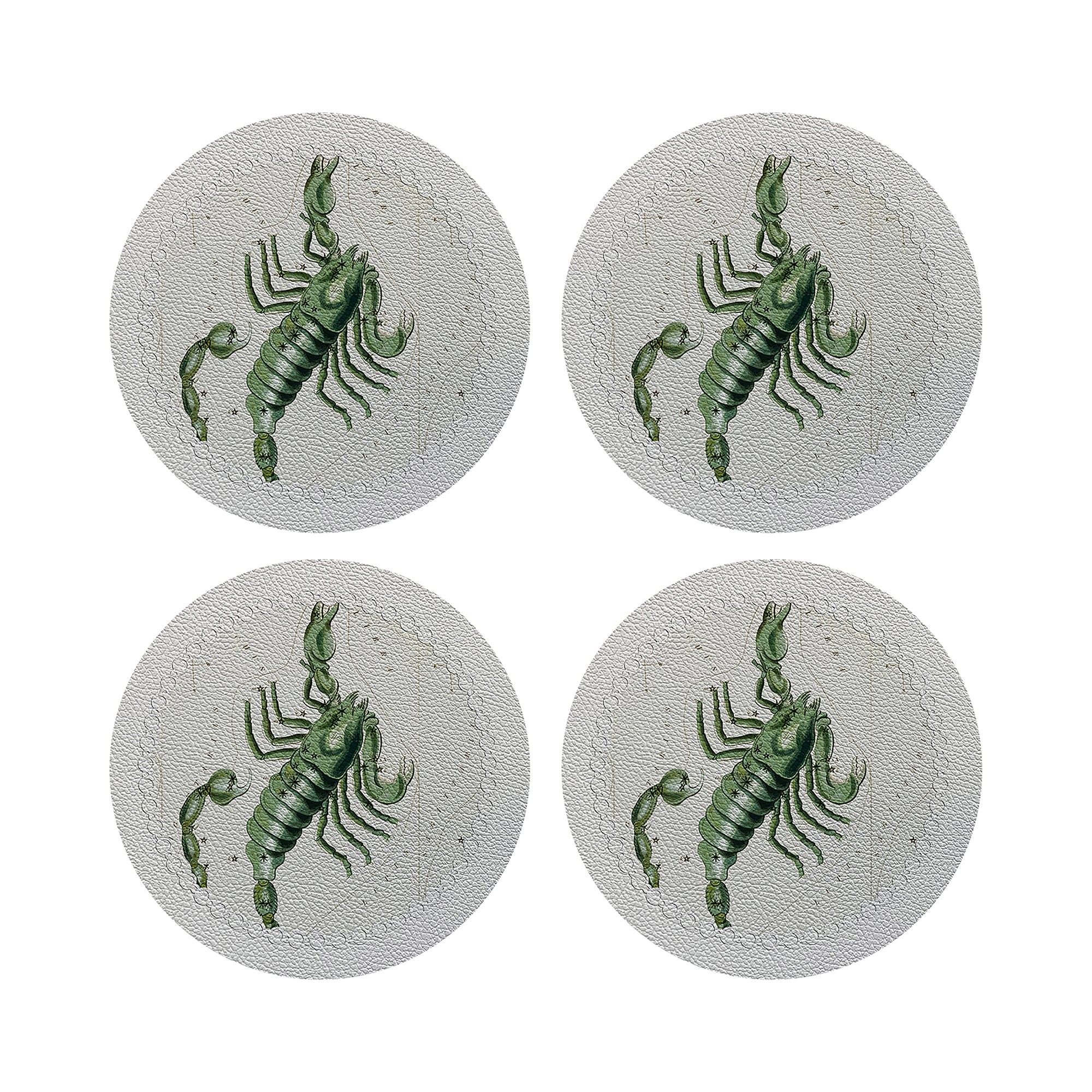 Zodiac Scorpio White 16" Round Pebble Placemats, Set of 4 - nicolettemayer.com