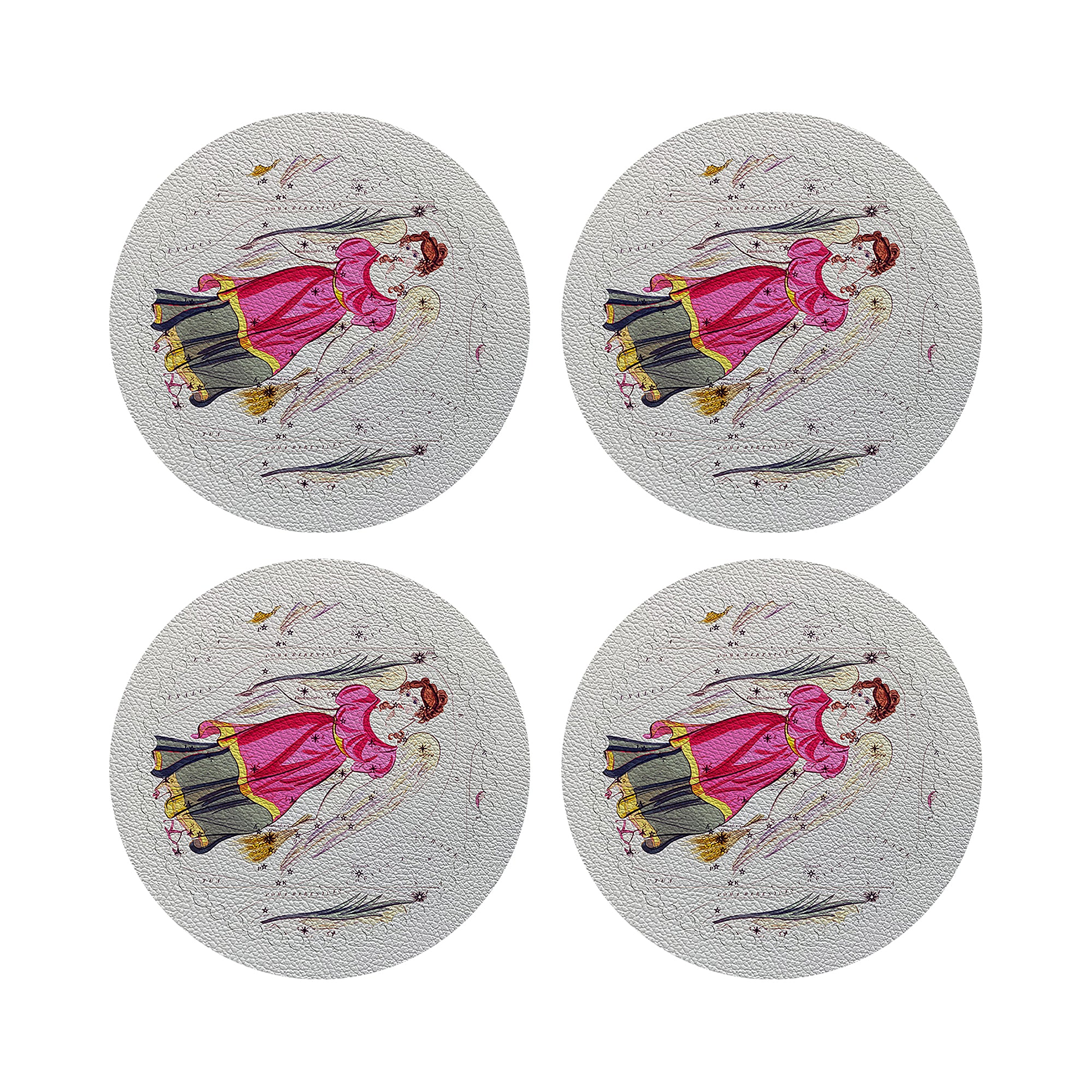 Zodiac Virgo White 16" Round Pebble Placemats, Set of 4 - nicolettemayer.com