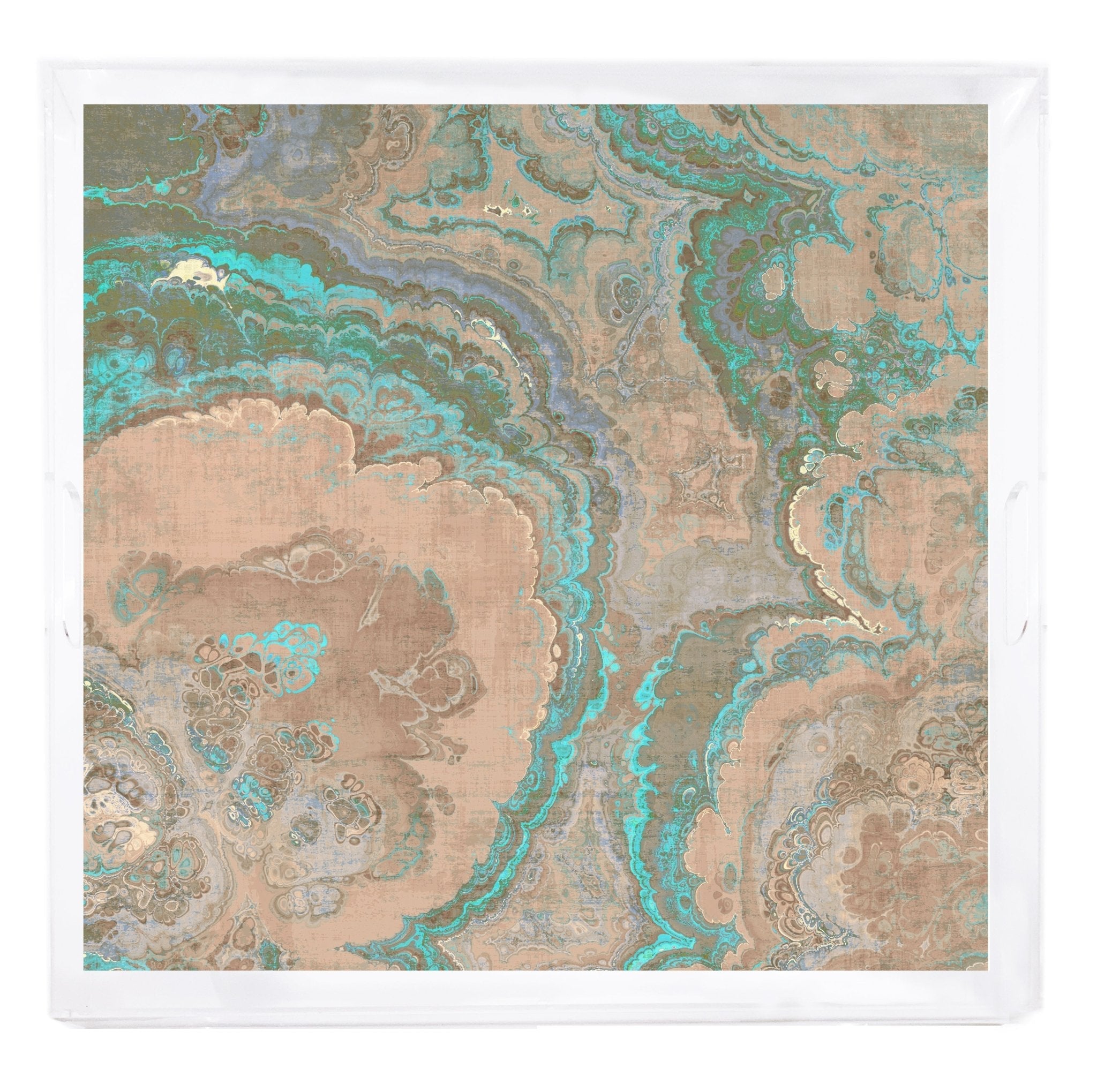 Agate Malachite Beveled/Polished Acrylic 18"X18" Large Size Square Printed Tray - nicolettemayer.com