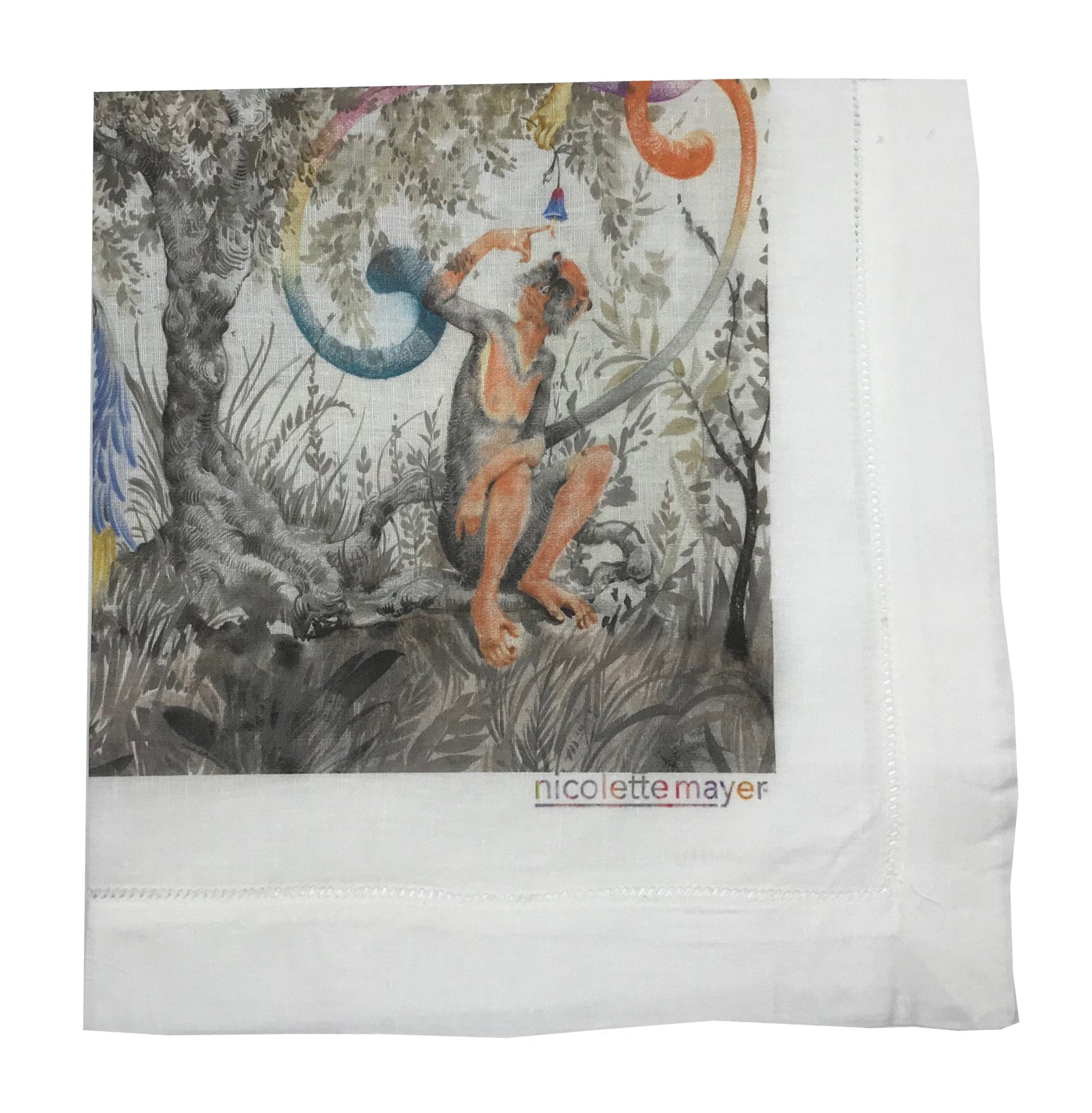 Arcadia Giraffe Scene 22"X22" Hemstitch Dinner Table Napkins - nicolettemayer.com