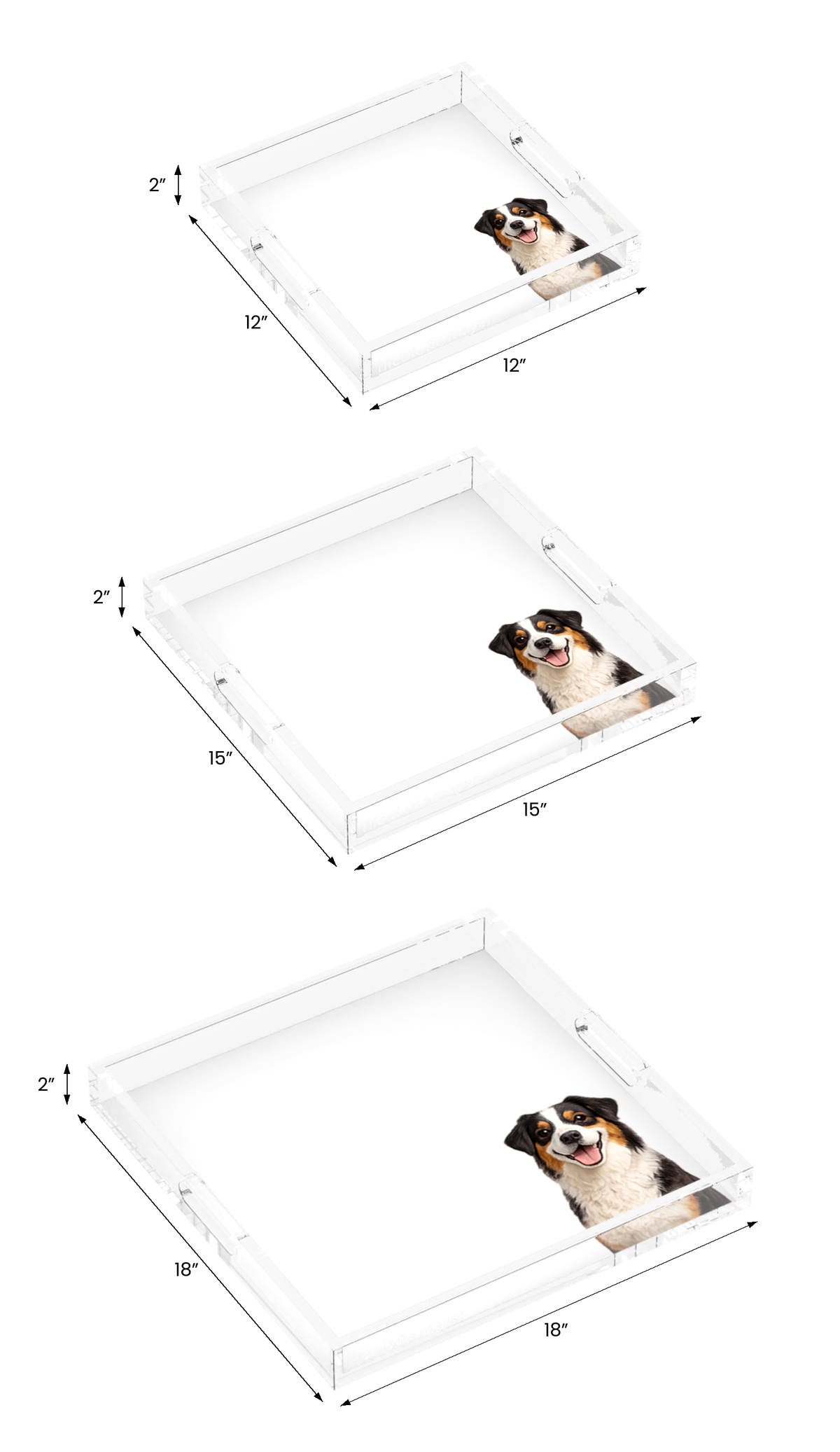 Australian Shepherd Dog Acrylic Decorative Tray, all three sizes, by Nicolette Mayer