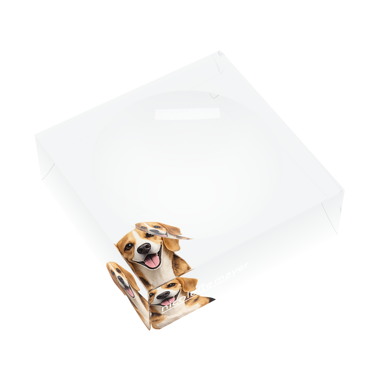 Beagle Dog Acrylic Candy Catchall Dish, left three-quarter, by Nicolette Mayer