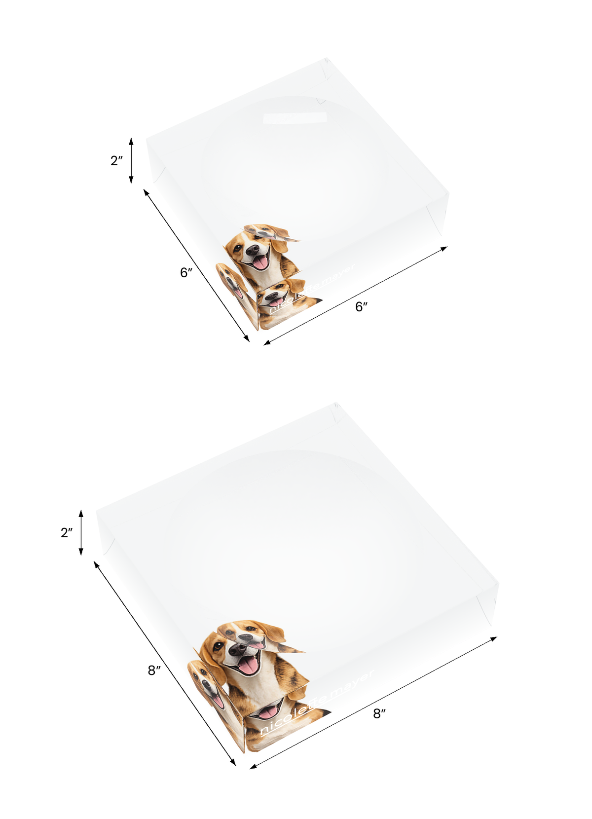 Beagle Dog Acrylic Candy Catchall Dish, both sizes, by Nicolette Mayer