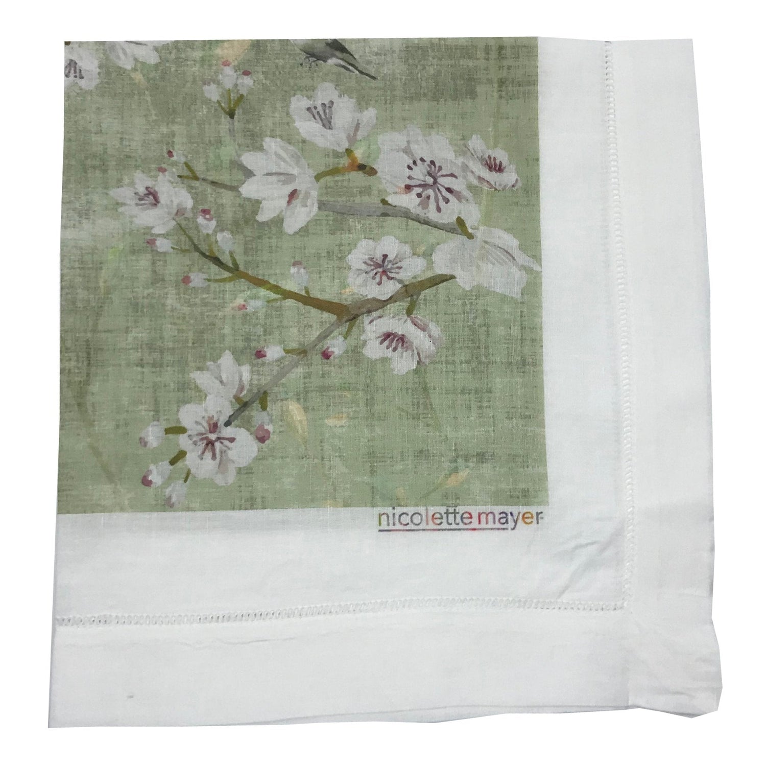 BLOSSOM FANTASIA CELADON 22"X22" HEMSTITCH DINNER NAPKIN, SET OF 4 - nicolettemayer.com
