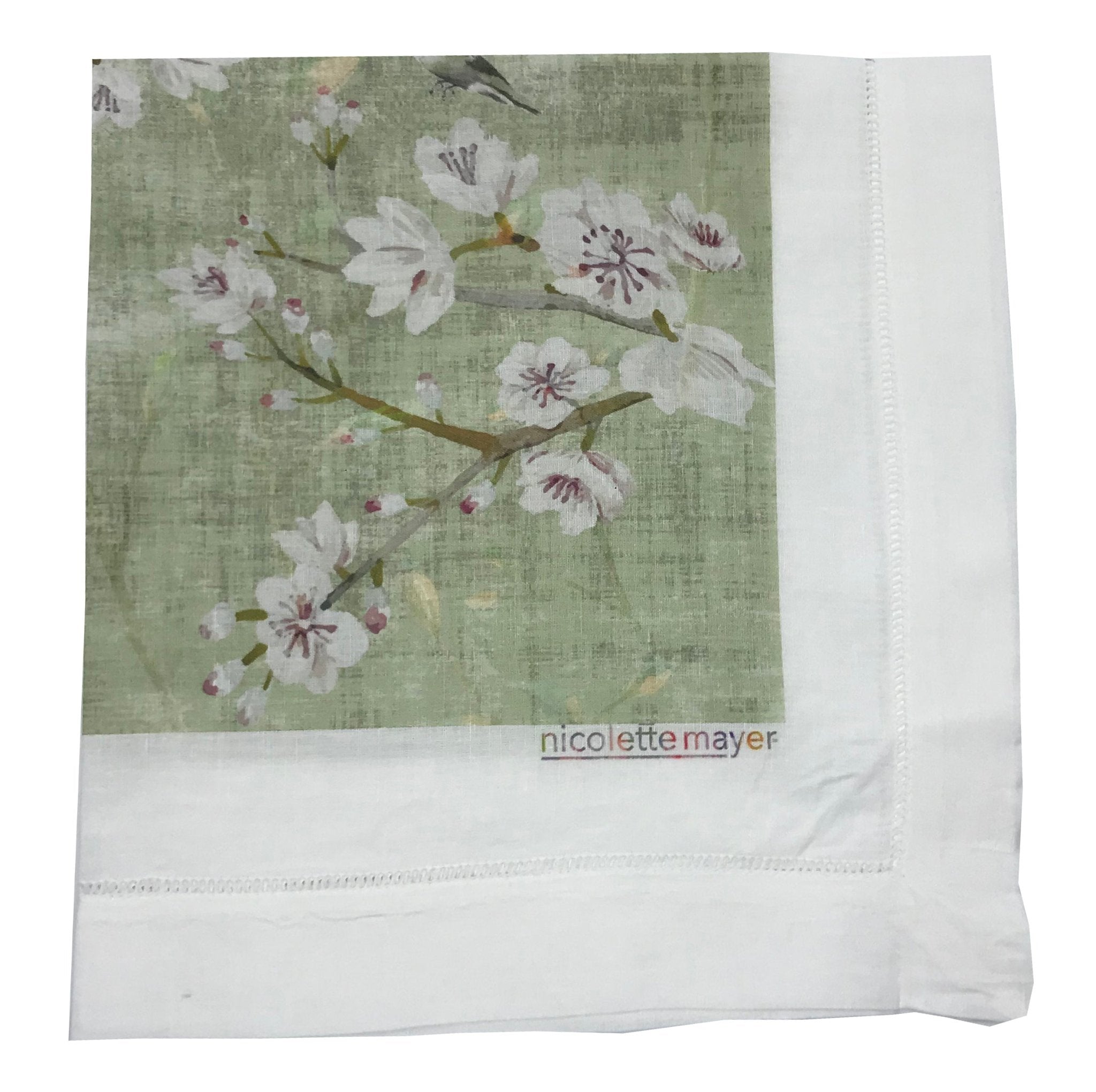 BLOSSOM FANTASIA CELADON 22"X22" HEMSTITCH DINNER NAPKIN, SET OF 4 - nicolettemayer.com