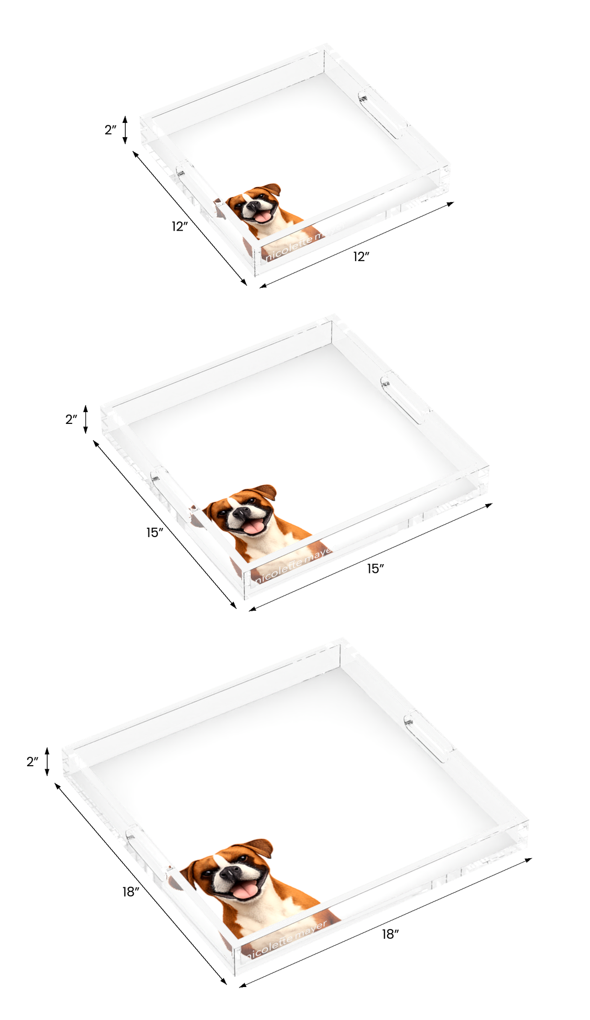 Boxer Dog Acrylic Decorative Tray, all three sizes, by Nicolette Mayer