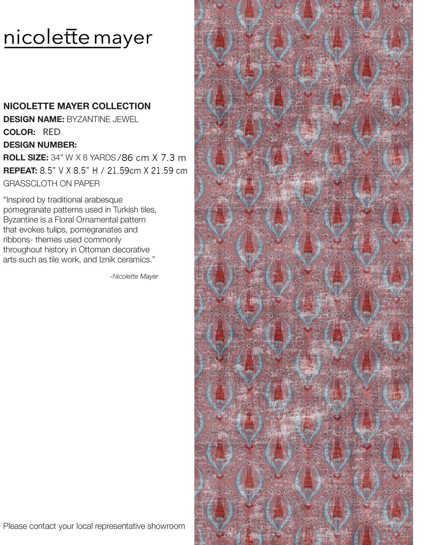 Byzantine Jewel Red Wallpaper, Per Yard - nicolettemayer.com