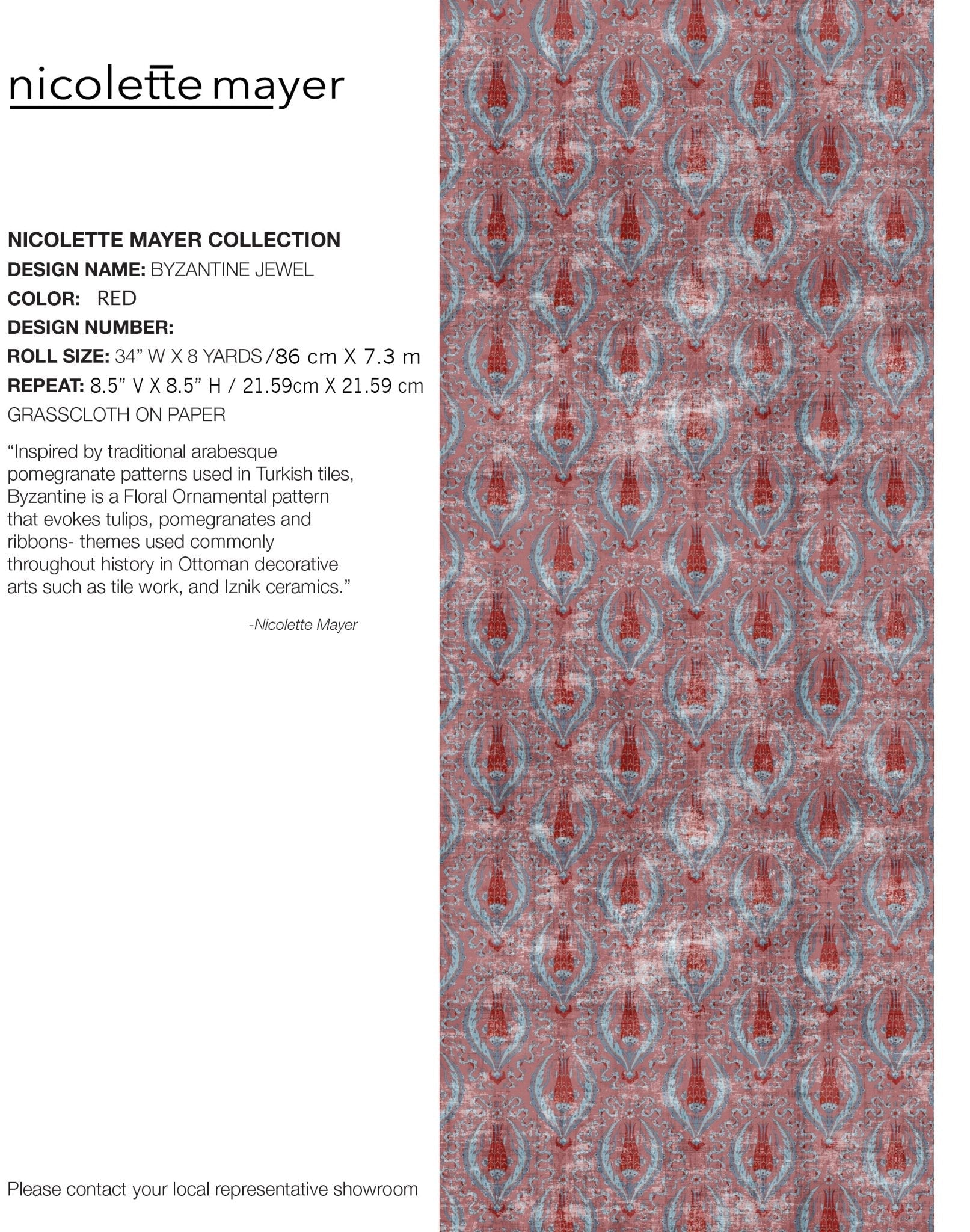 Byzantine Jewel Red Wallpaper, Per Yard - nicolettemayer.com